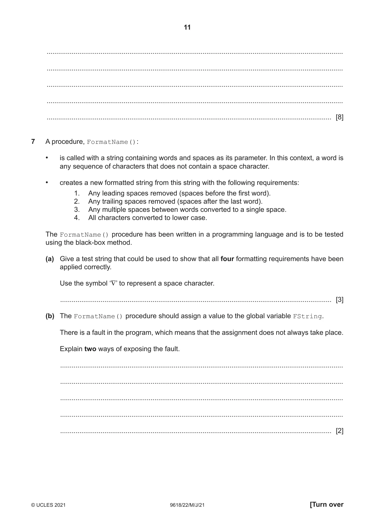Cambridge A Level Computer Science 9618 2021 May/June Paper 2 · Variant 2 question paper, page 11 of 16