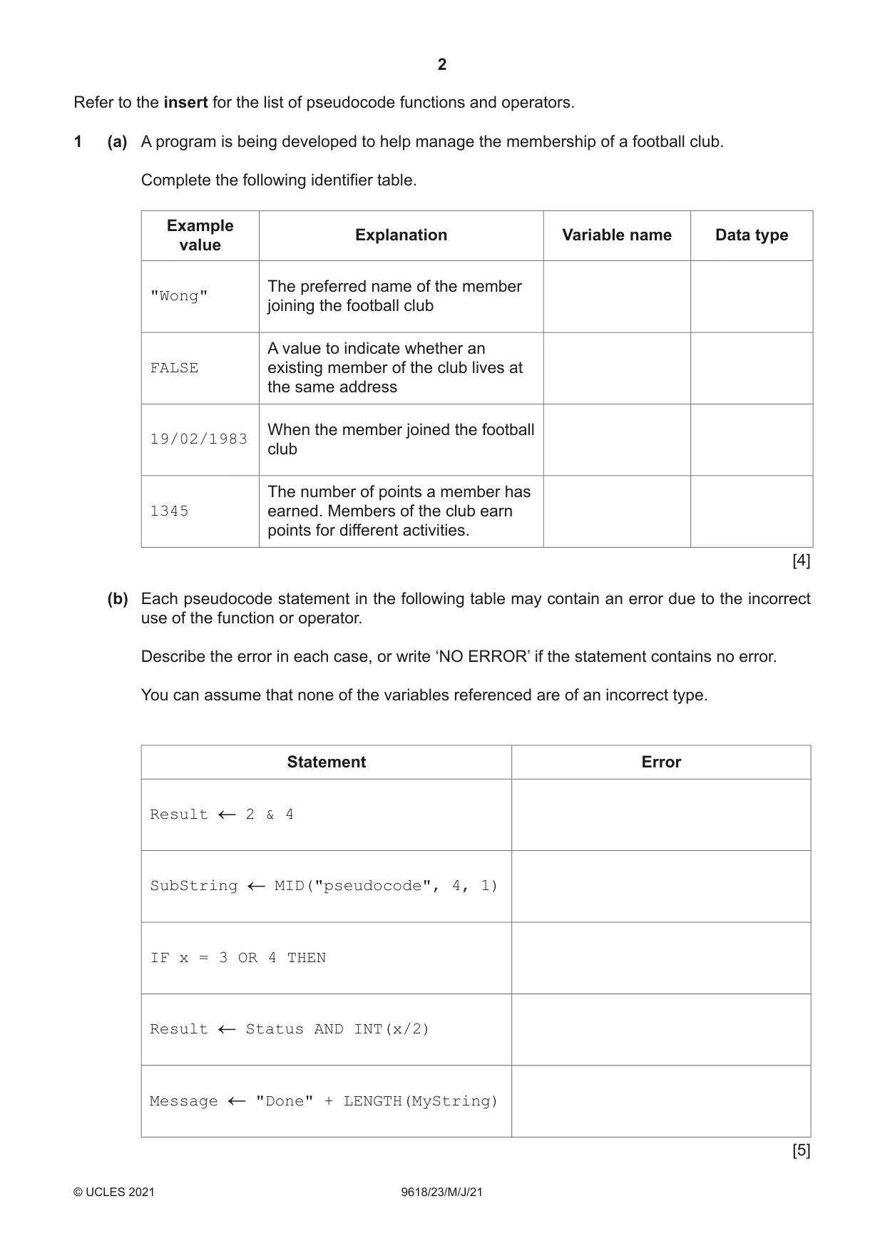 Cambridge A Level Computer Science 9618 2021 May/June Paper 2 · Variant 3 question paper, page 2 of 24