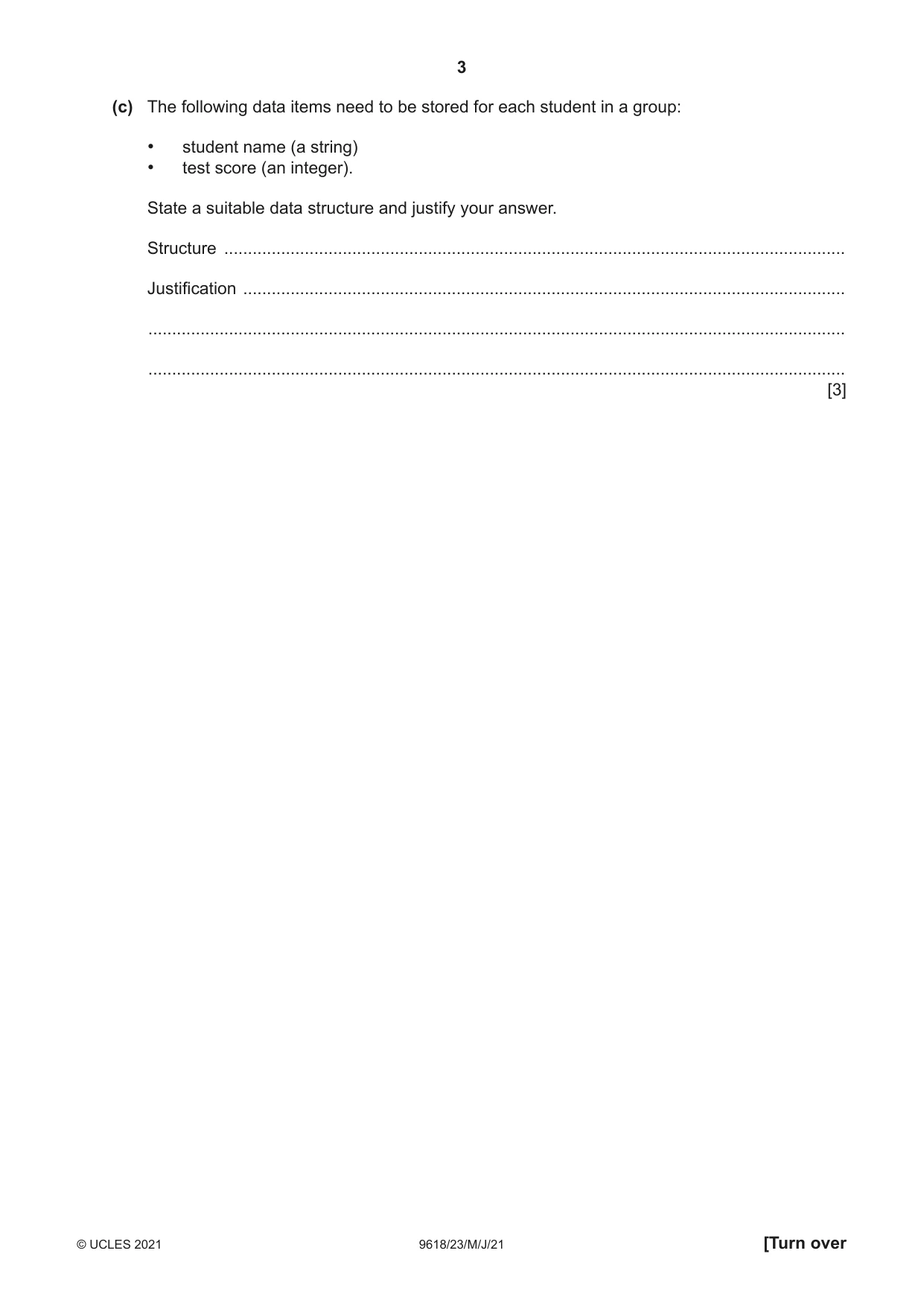 Cambridge A Level Computer Science 9618 2021 May/June Paper 2 · Variant 3 question paper, page 3 of 24