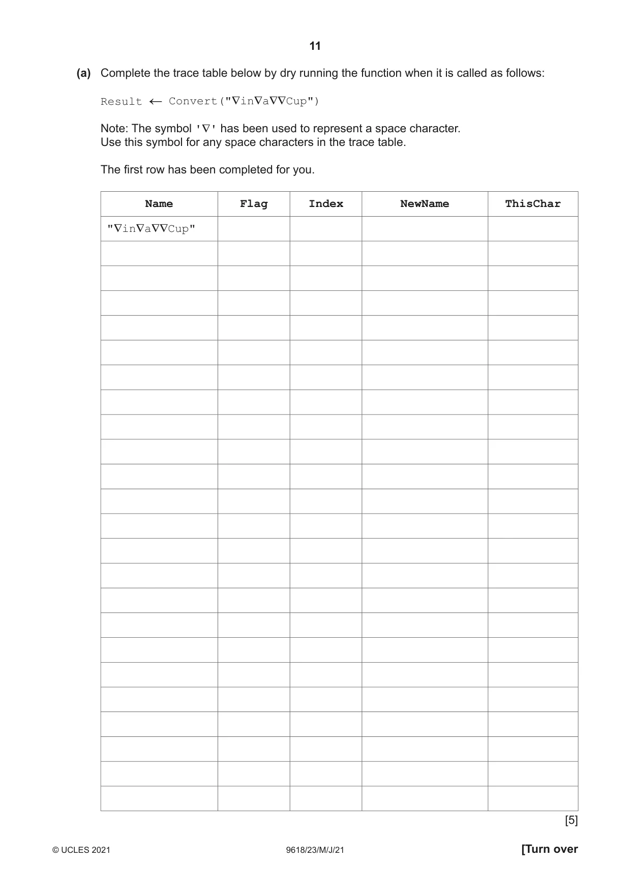 Cambridge A Level Computer Science 9618 2021 May/June Paper 2 · Variant 3 question paper, page 11 of 24