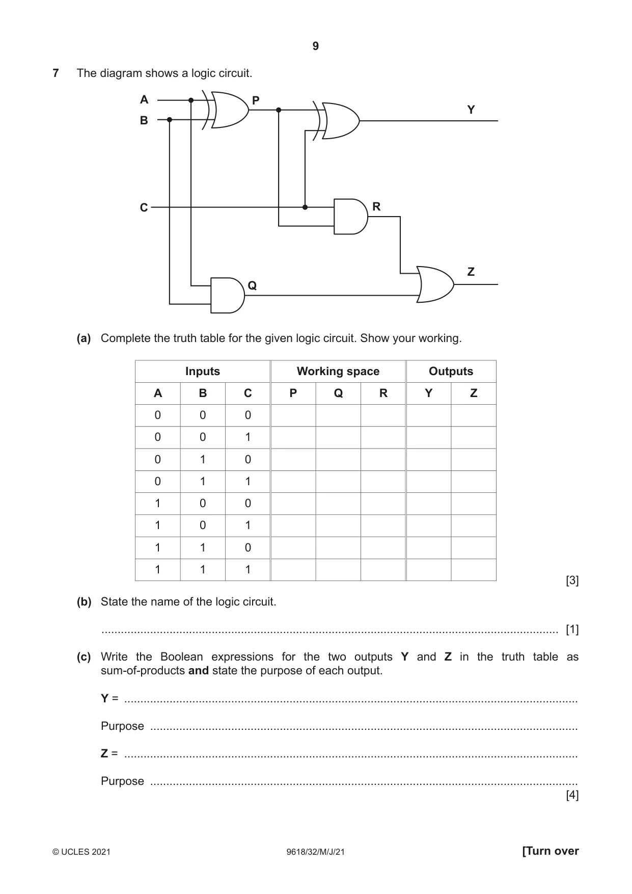 Cambridge A Level Computer Science 9618 2021 May/June Paper 3 · Variant 2 question paper, page 9 of 12