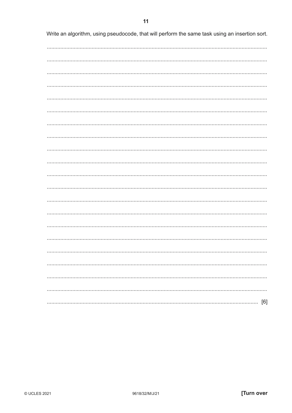 Cambridge A Level Computer Science 9618 2021 May/June Paper 3 · Variant 2 question paper, page 11 of 12