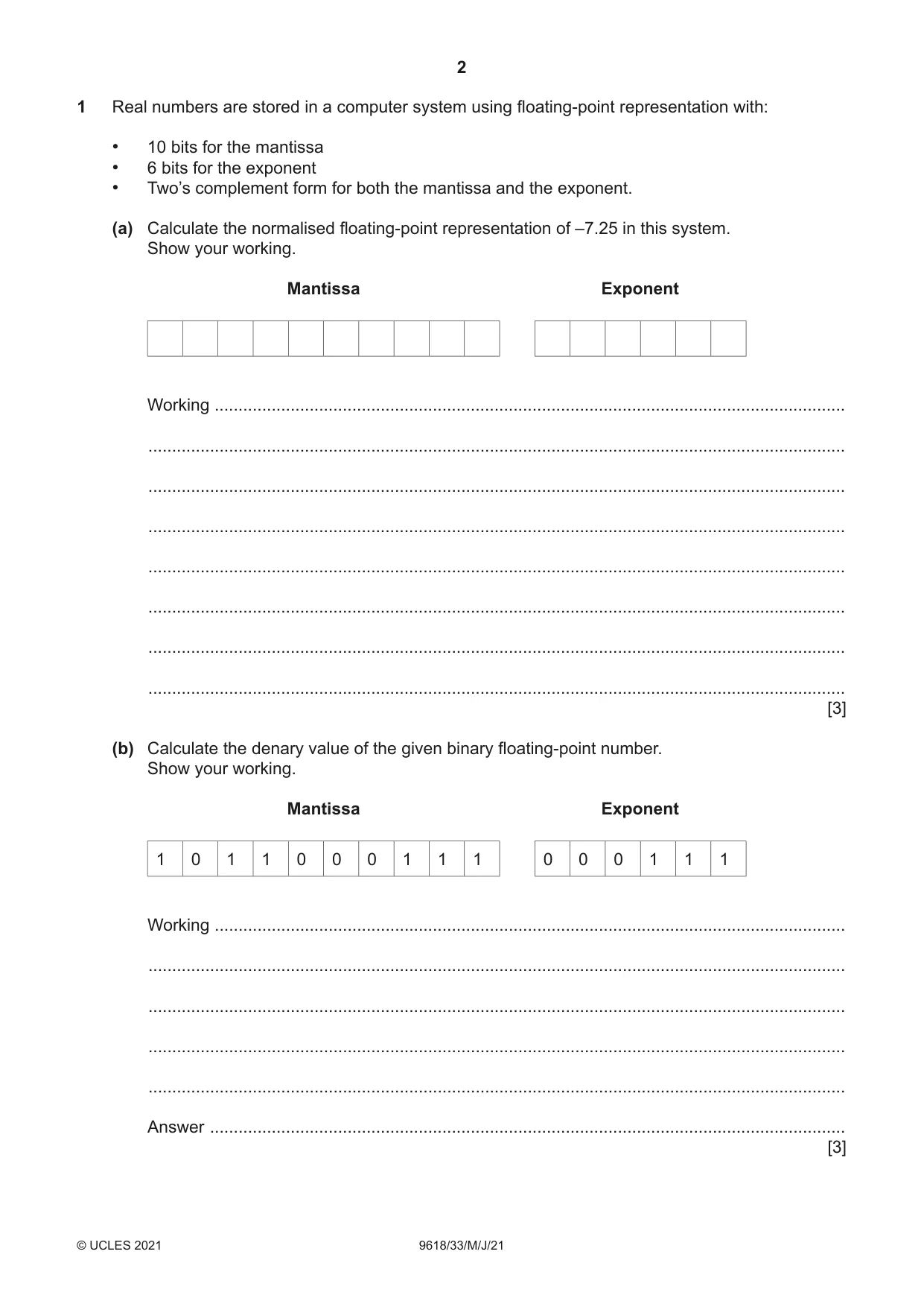 Cambridge A Level Computer Science 9618 2021 May/June Paper 3 · Variant 3 question paper, page 2 of 12