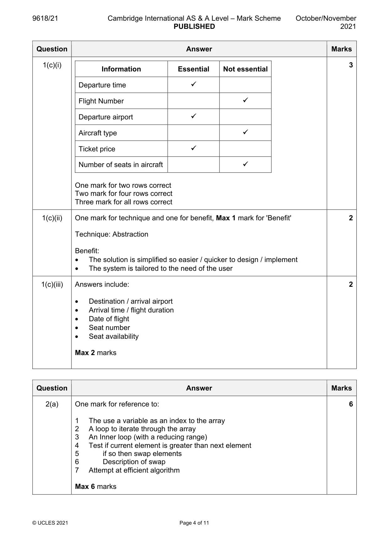 Mark scheme, page 4 of 11