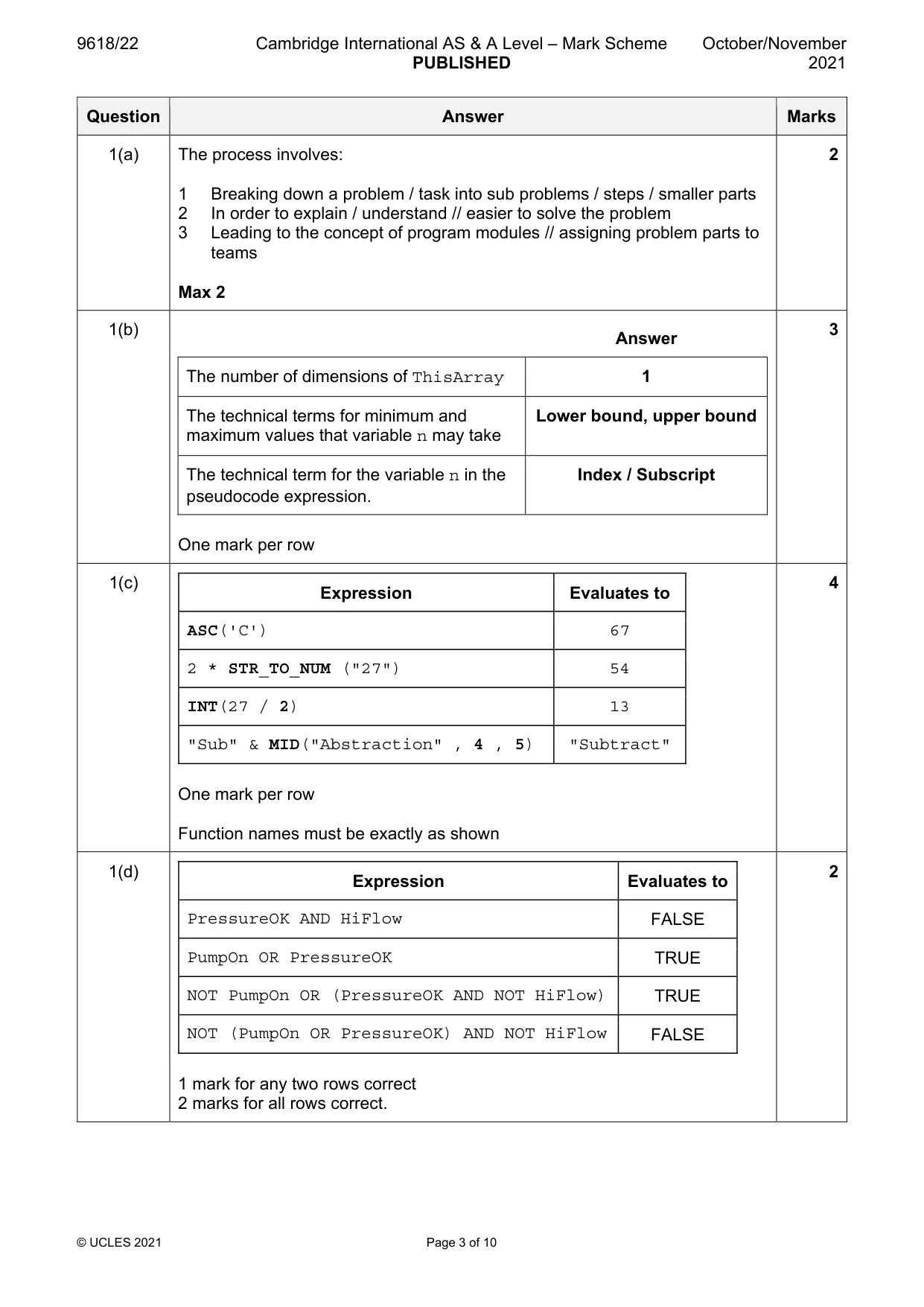 Mark scheme, page 3 of 10