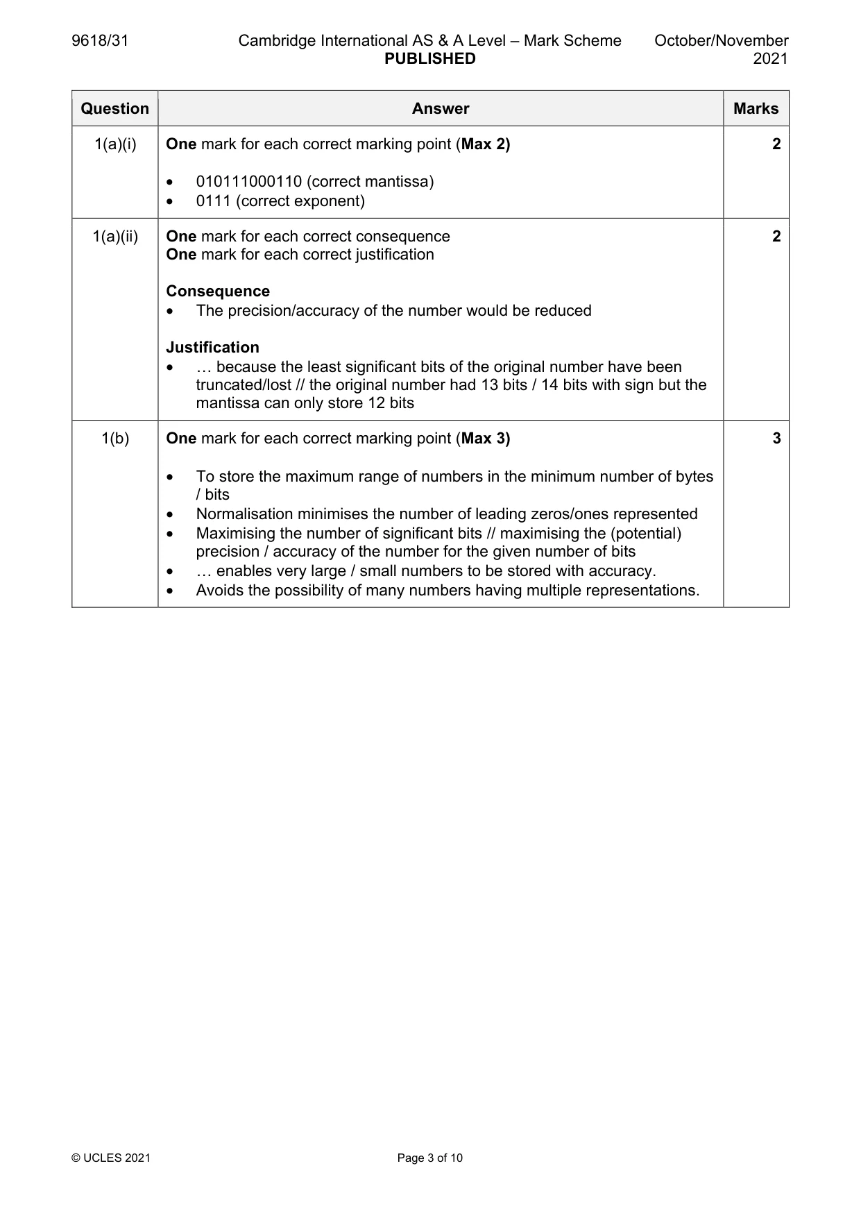 Mark scheme, page 3 of 10