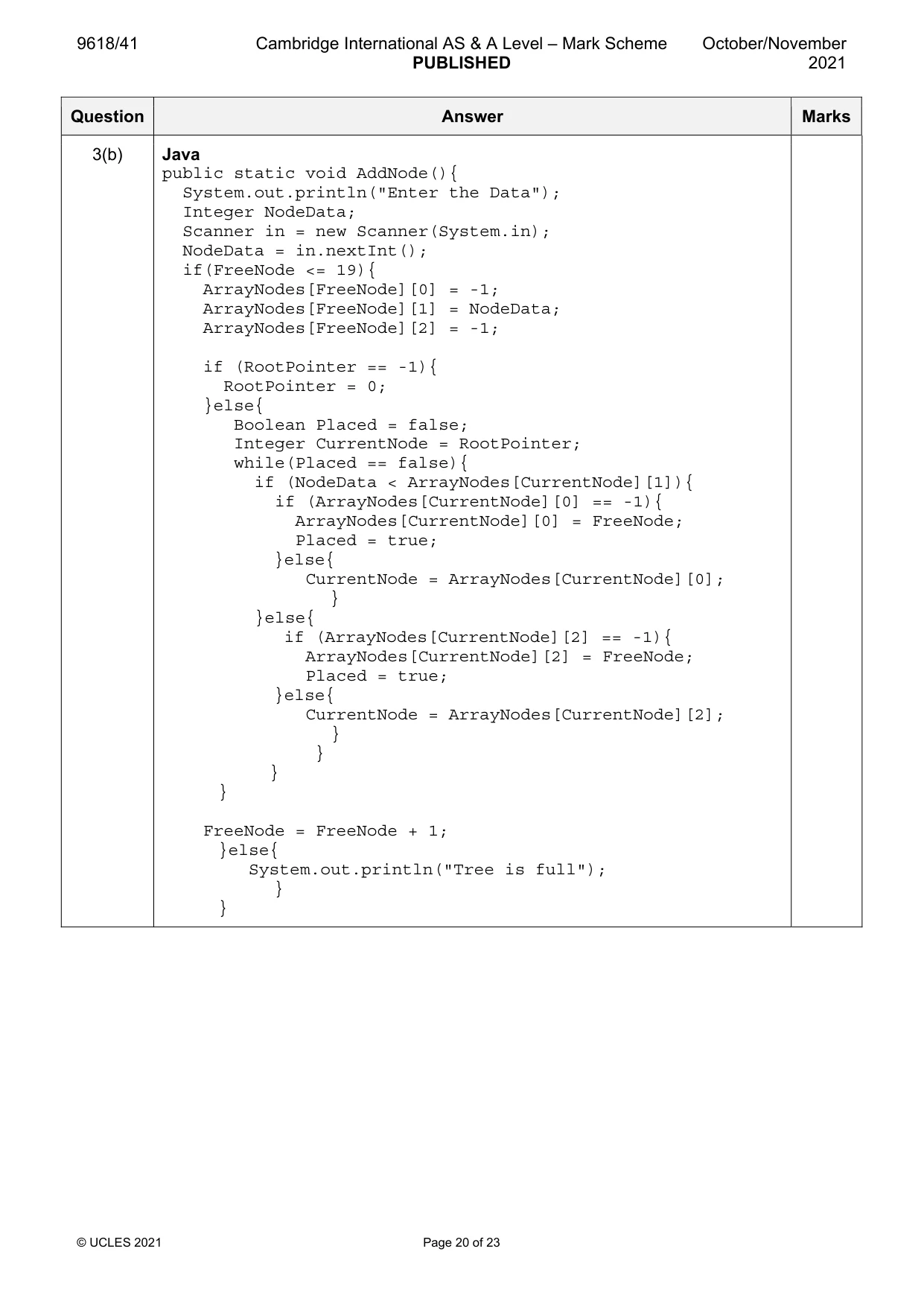 Mark scheme, page 20 of 23