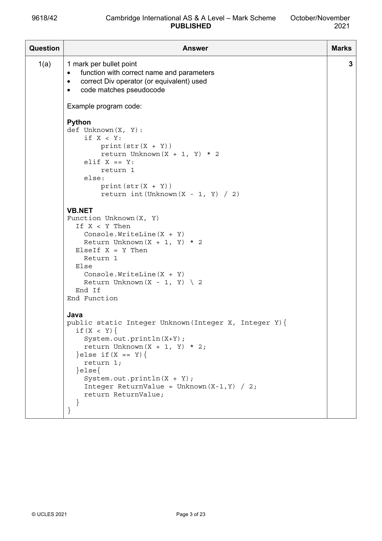 Mark scheme, page 3 of 23