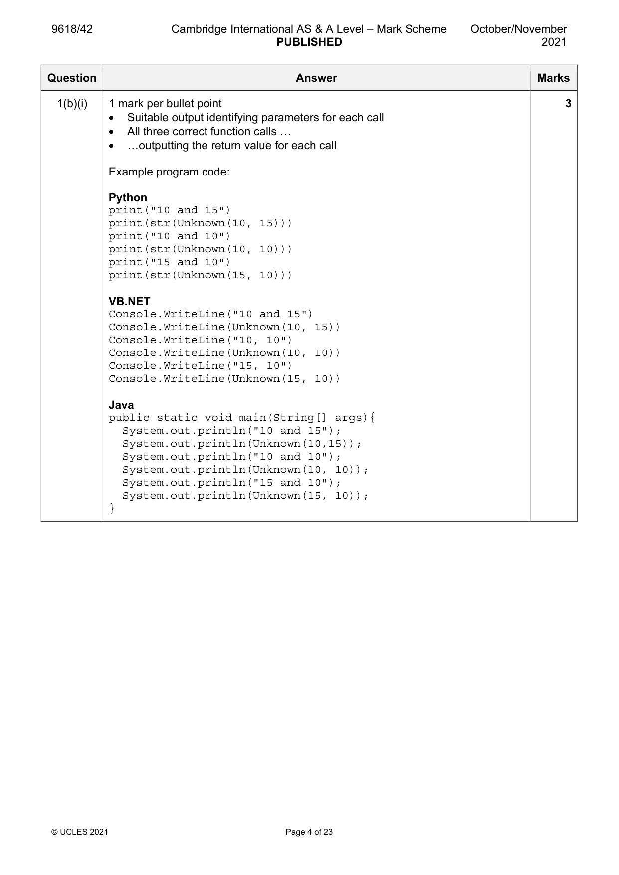 Mark scheme, page 4 of 23