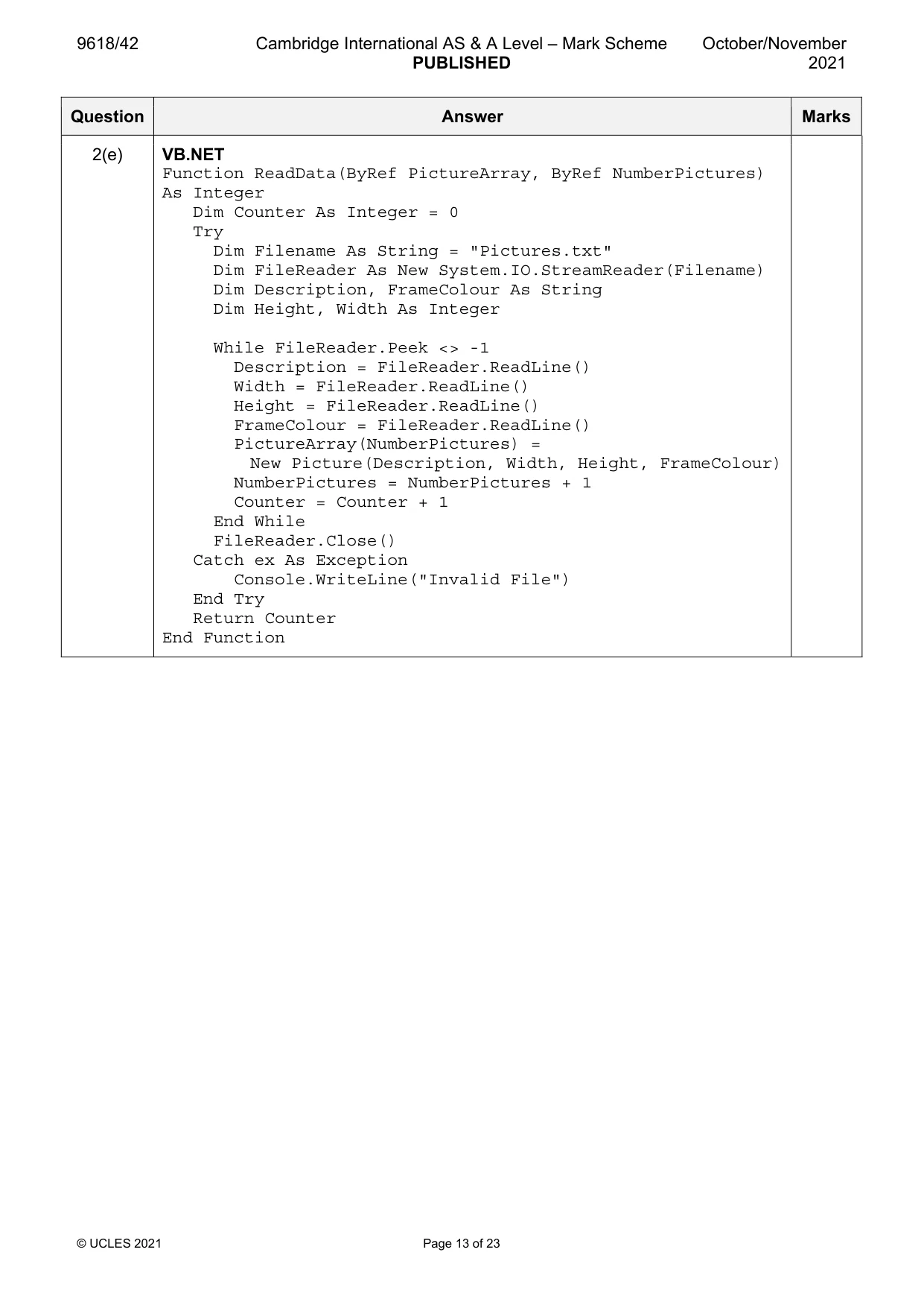 Mark scheme, page 13 of 23