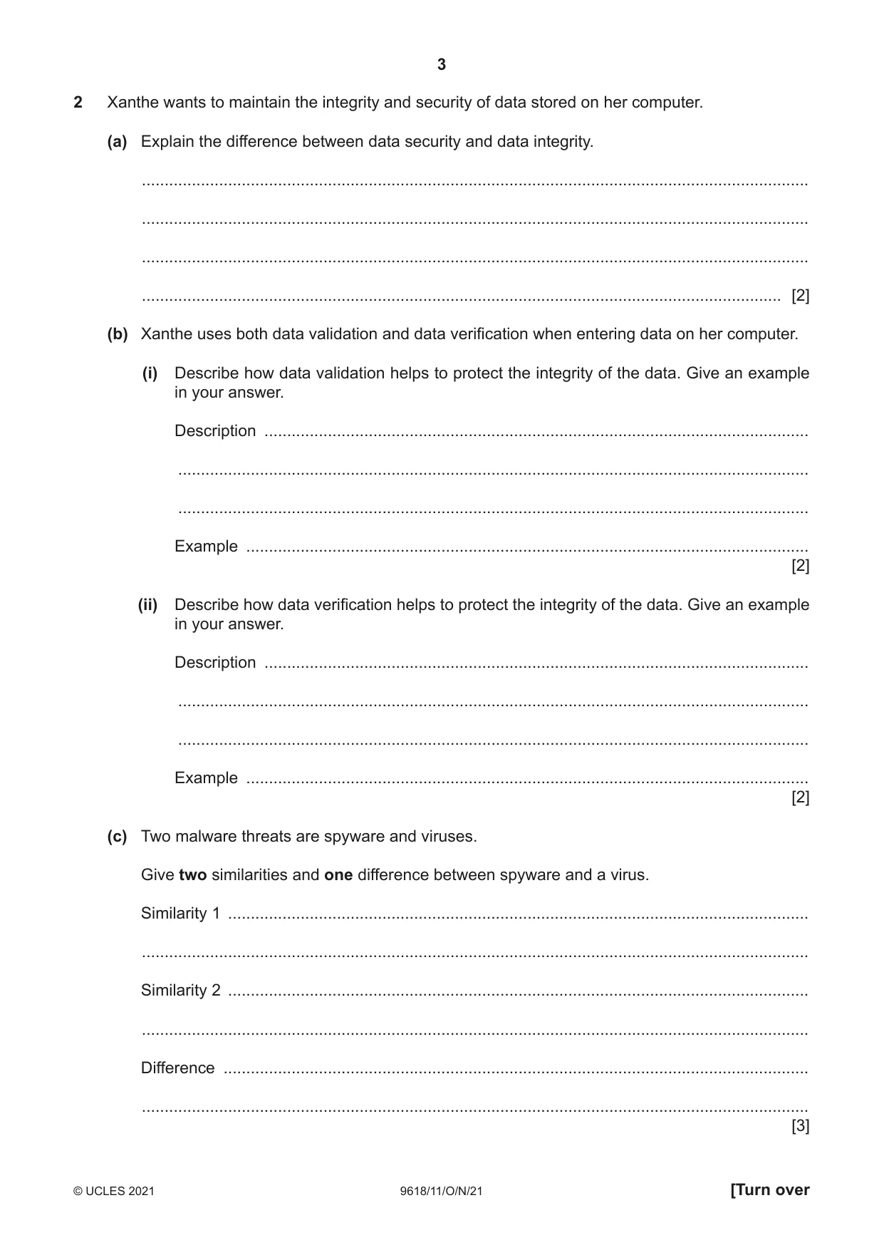 Cambridge A Level Computer Science 9618 2021 Oct/Nov Paper 1 · Variant 1 question paper, page 3 of 16
