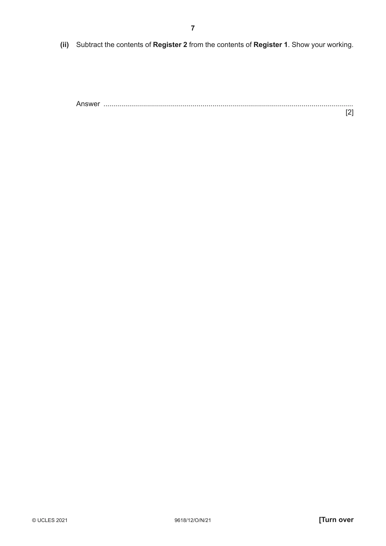 Cambridge A Level Computer Science 9618 2021 Oct/Nov Paper 1 · Variant 2 question paper, page 7 of 16