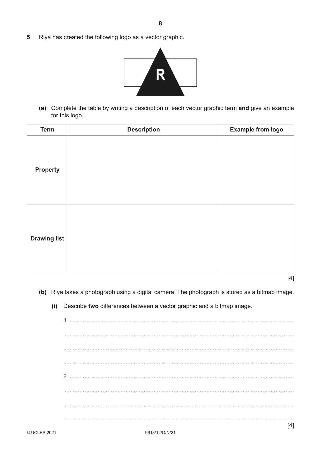Cambridge A Level Computer Science 9618 2021 Oct/Nov Paper 1 · Variant 2 question paper, page 8 of 16