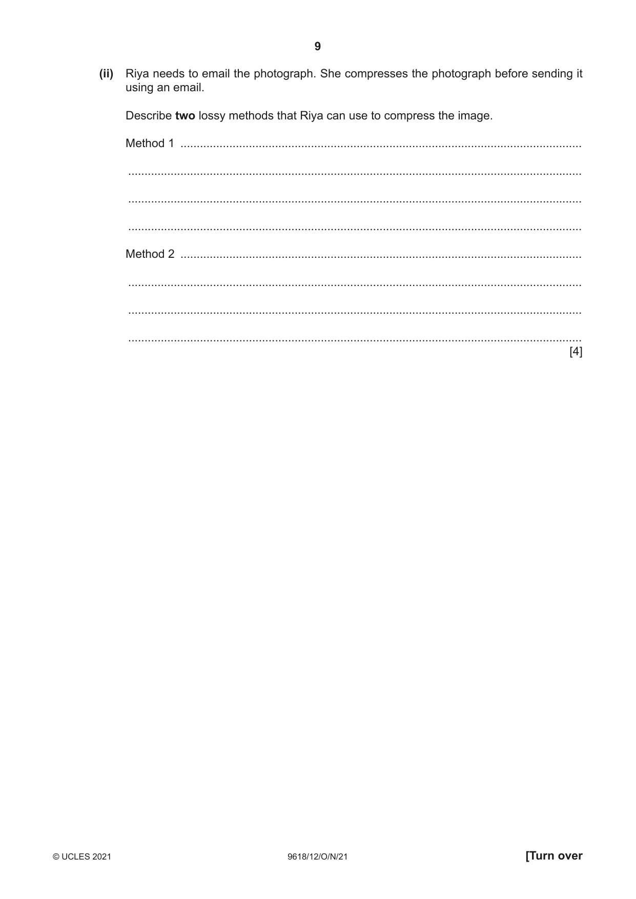 Cambridge A Level Computer Science 9618 2021 Oct/Nov Paper 1 · Variant 2 question paper, page 9 of 16