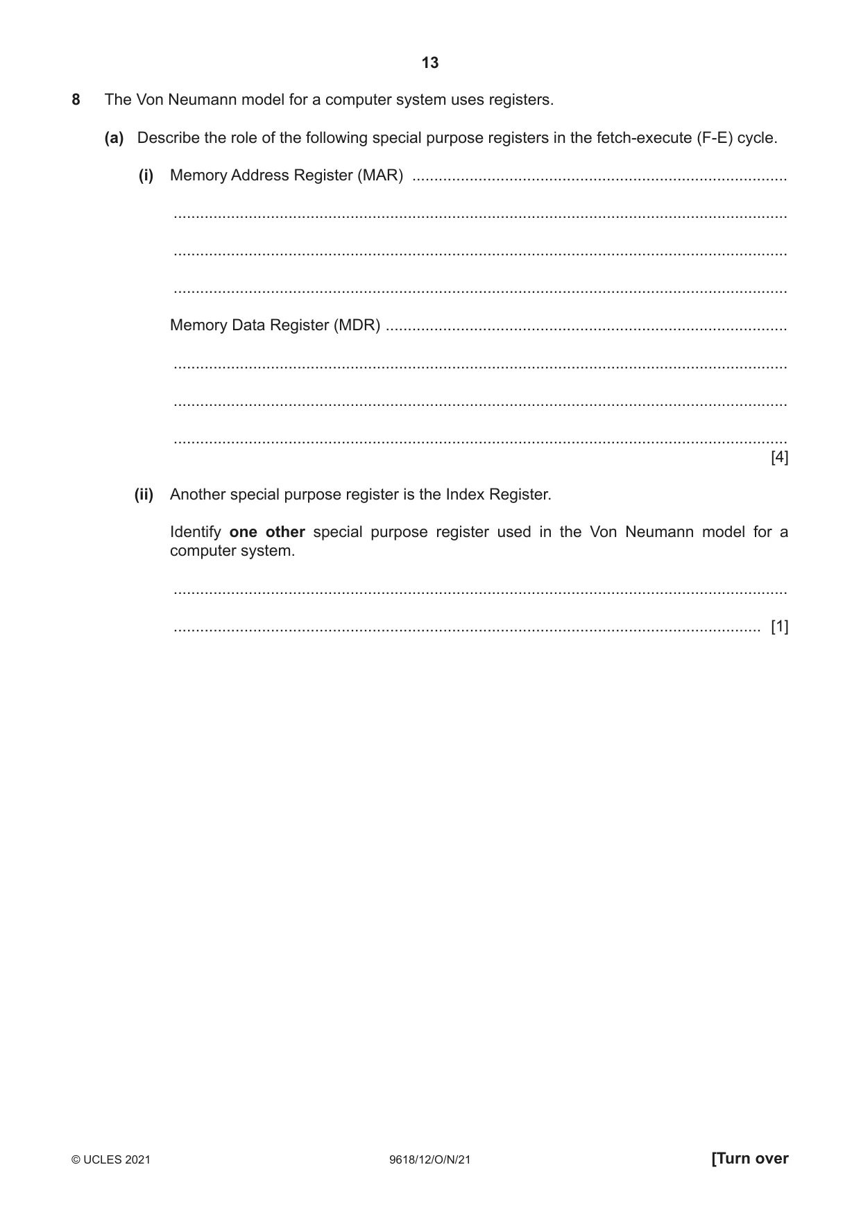 Cambridge A Level Computer Science 9618 2021 Oct/Nov Paper 1 · Variant 2 question paper, page 13 of 16