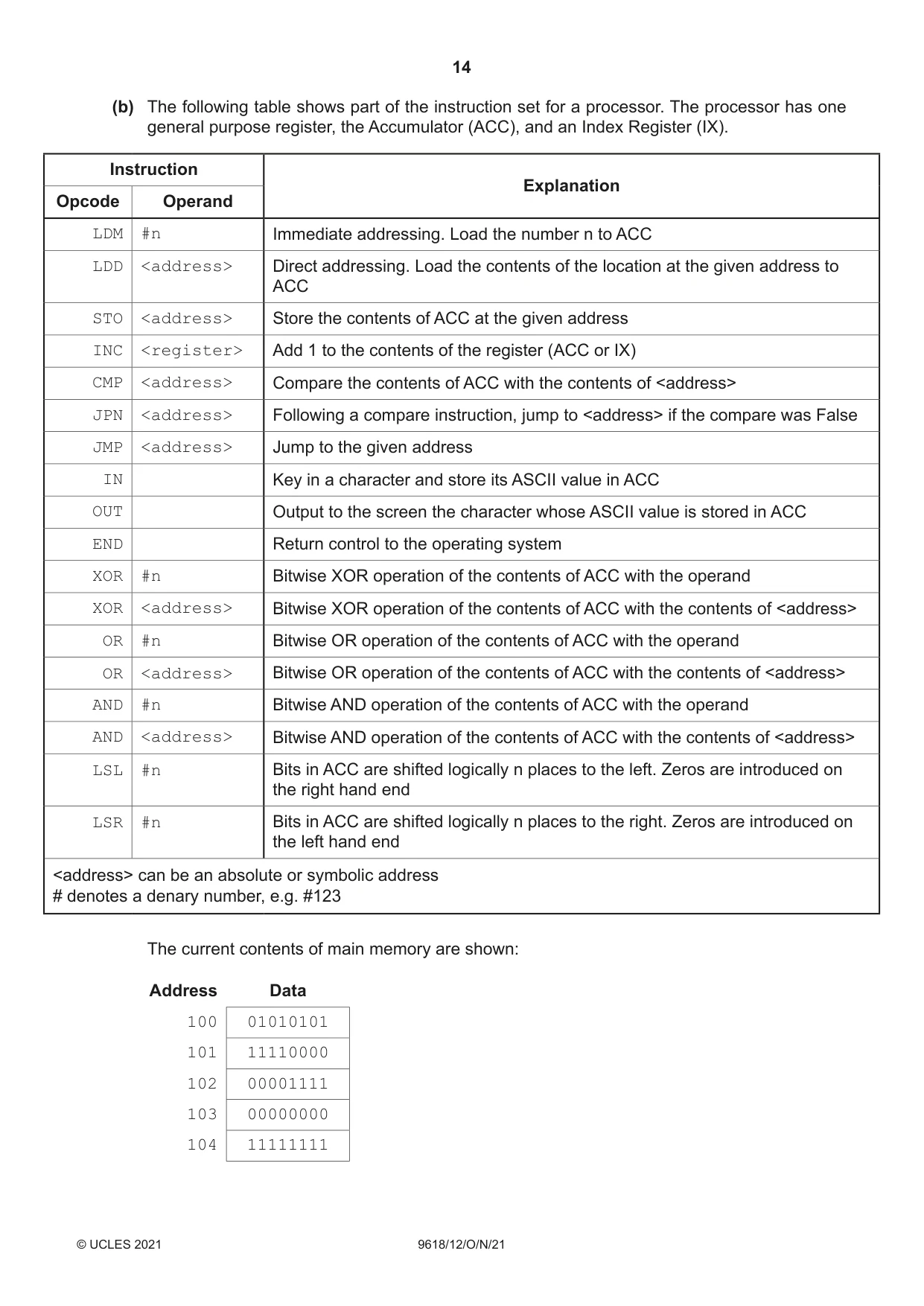 Cambridge A Level Computer Science 9618 2021 Oct/Nov Paper 1 · Variant 2 question paper, page 14 of 16