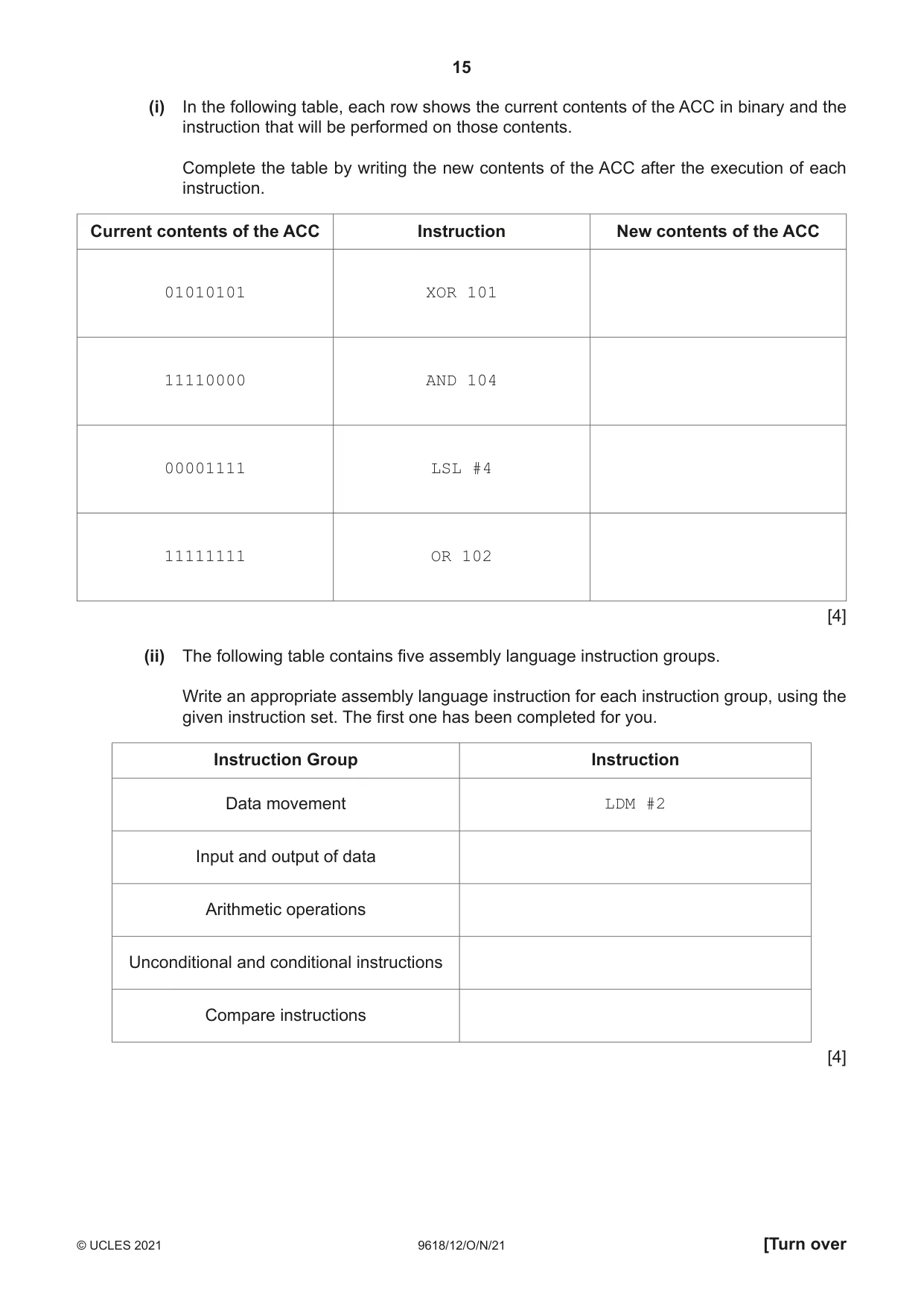 Cambridge A Level Computer Science 9618 2021 Oct/Nov Paper 1 · Variant 2 question paper, page 15 of 16