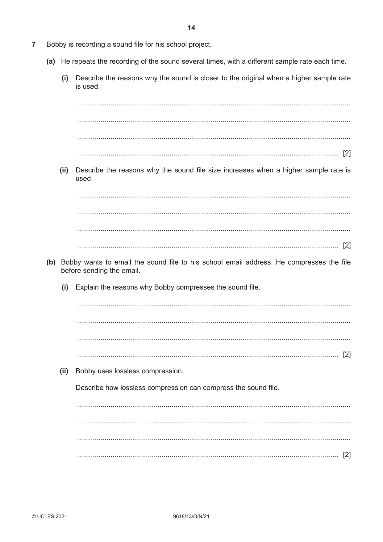 Cambridge A Level Computer Science 9618 2021 Oct/Nov Paper 1 · Variant 3 question paper, page 14 of 16