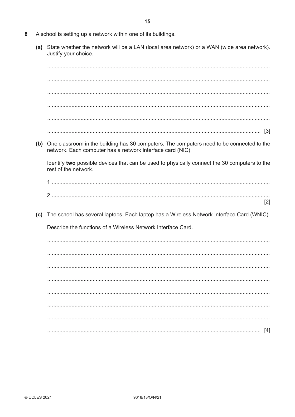 Cambridge A Level Computer Science 9618 2021 Oct/Nov Paper 1 · Variant 3 question paper, page 15 of 16