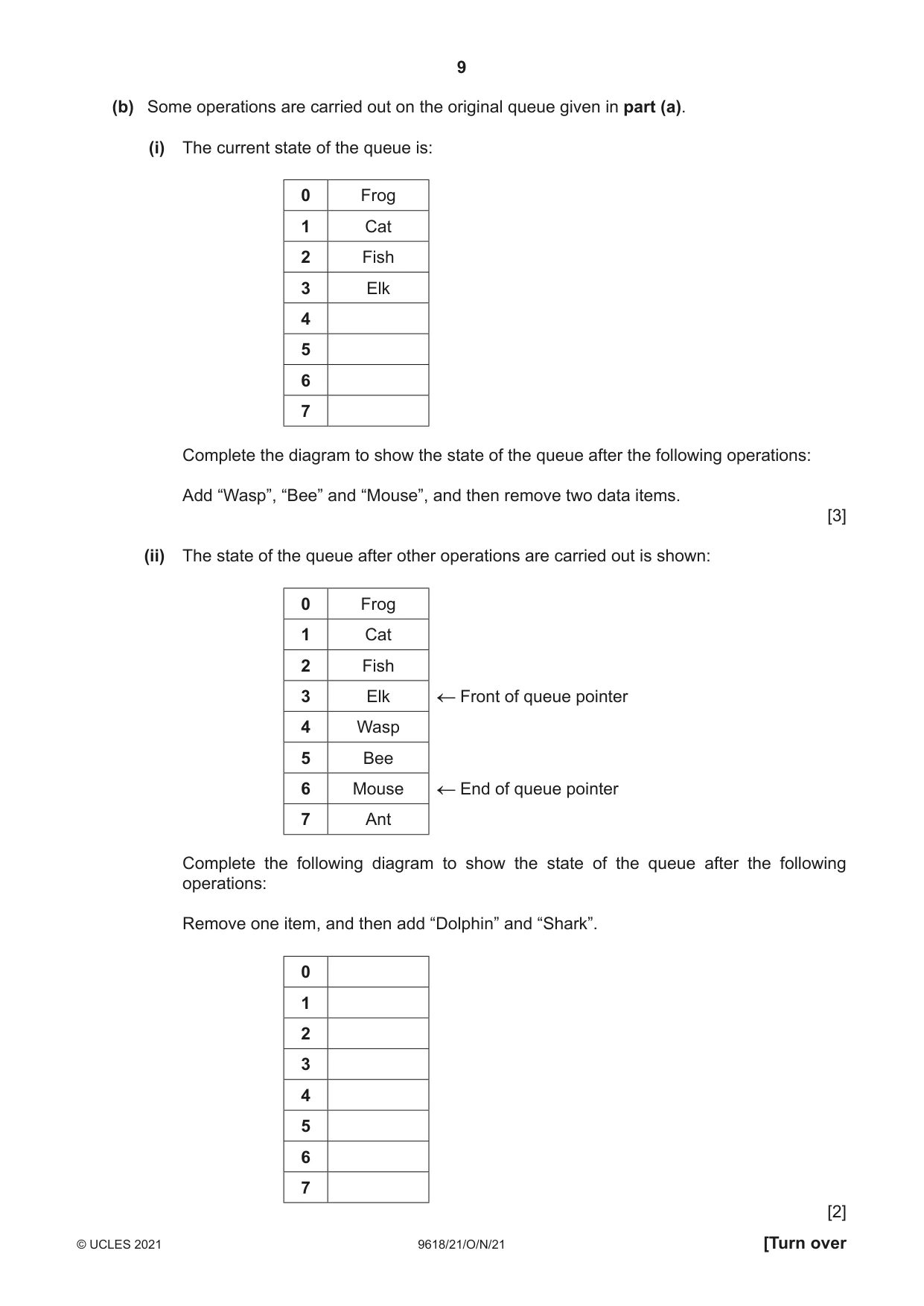 Cambridge A Level Computer Science 9618 2021 Oct/Nov Paper 2 · Variant 1 question paper, page 9 of 20