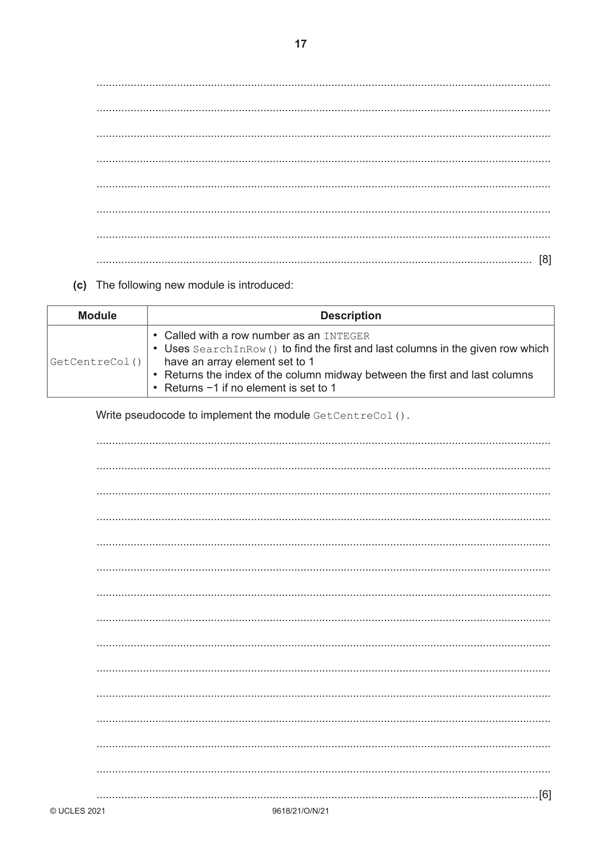 Cambridge A Level Computer Science 9618 2021 Oct/Nov Paper 2 · Variant 1 question paper, page 17 of 20