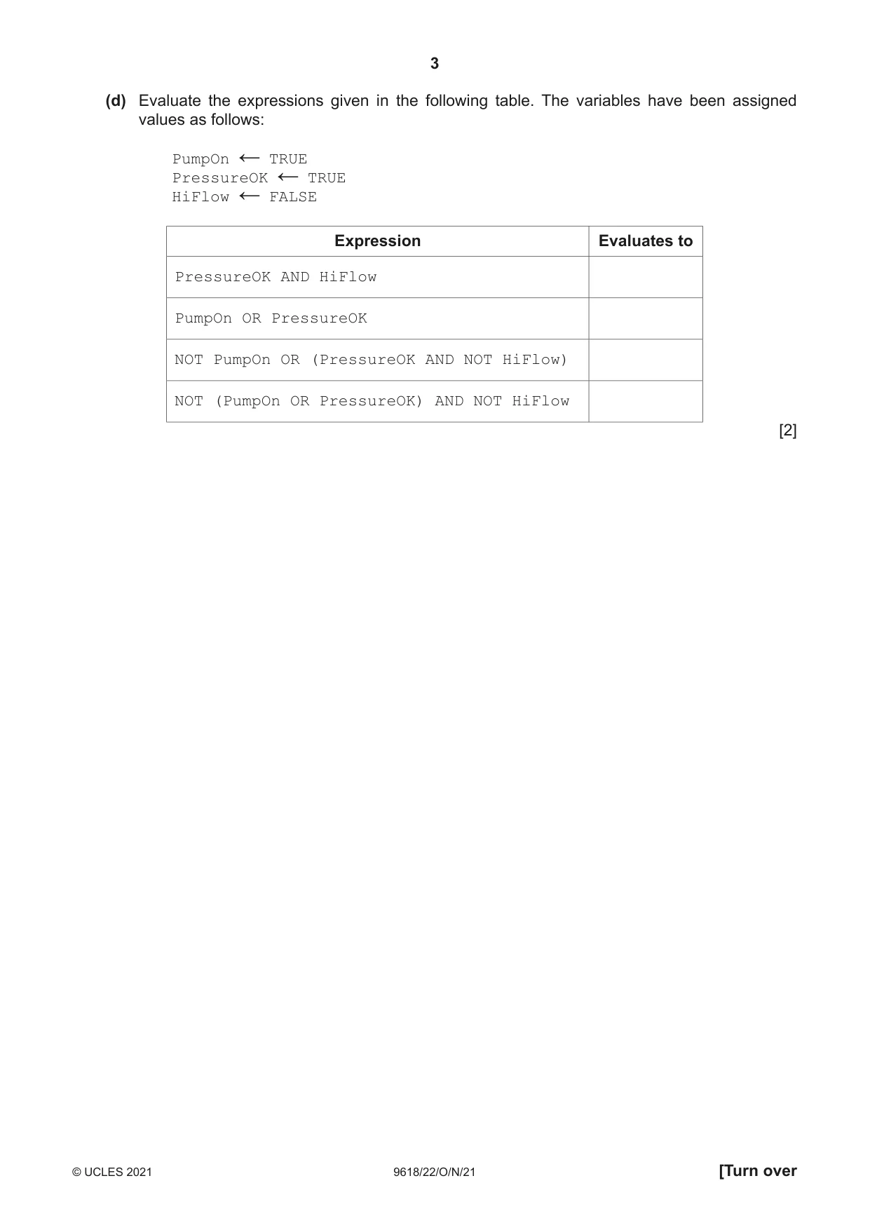 Cambridge A Level Computer Science 9618 2021 Oct/Nov Paper 2 · Variant 2 question paper, page 3 of 20