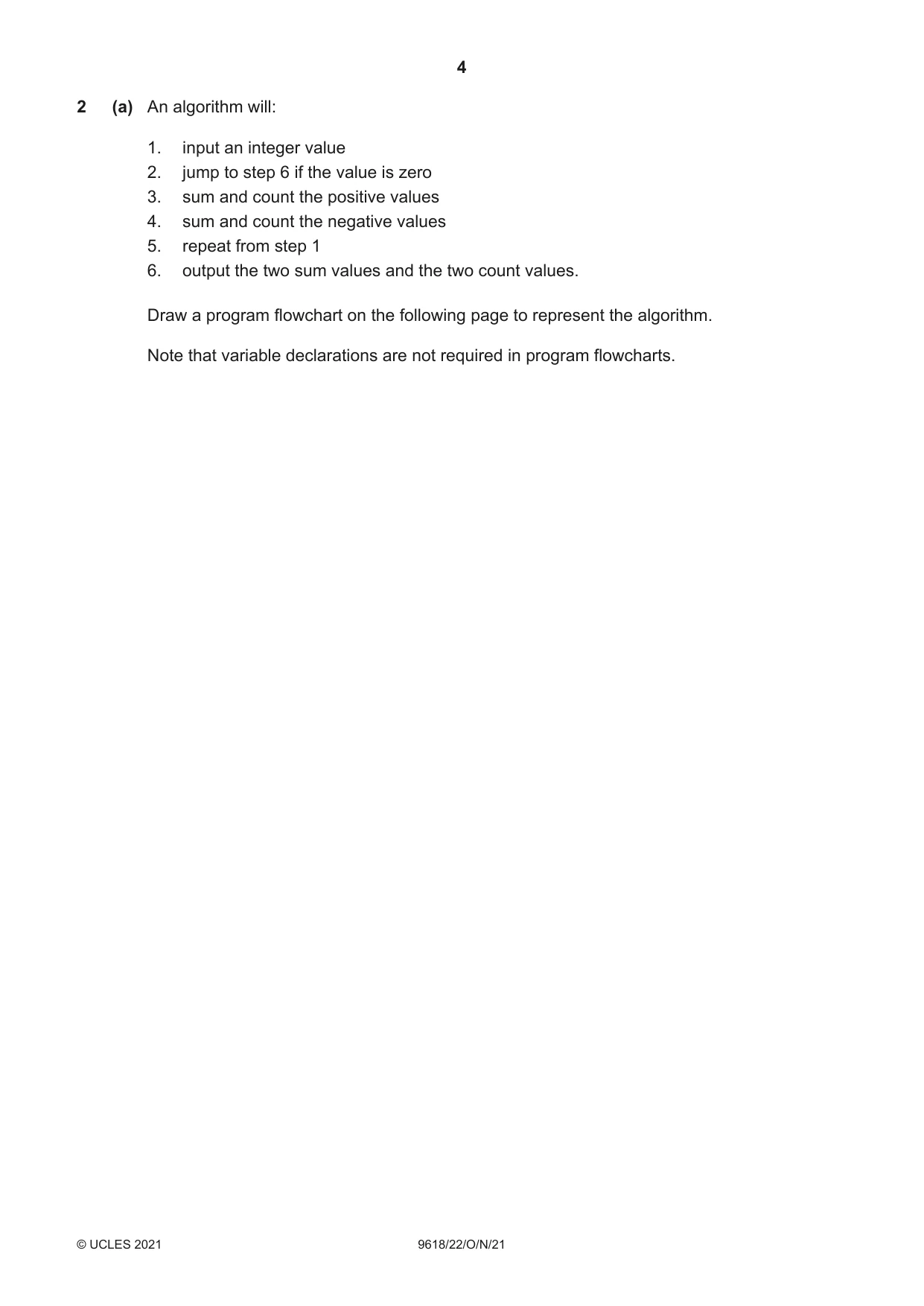 Cambridge A Level Computer Science 9618 2021 Oct/Nov Paper 2 · Variant 2 question paper, page 4 of 20