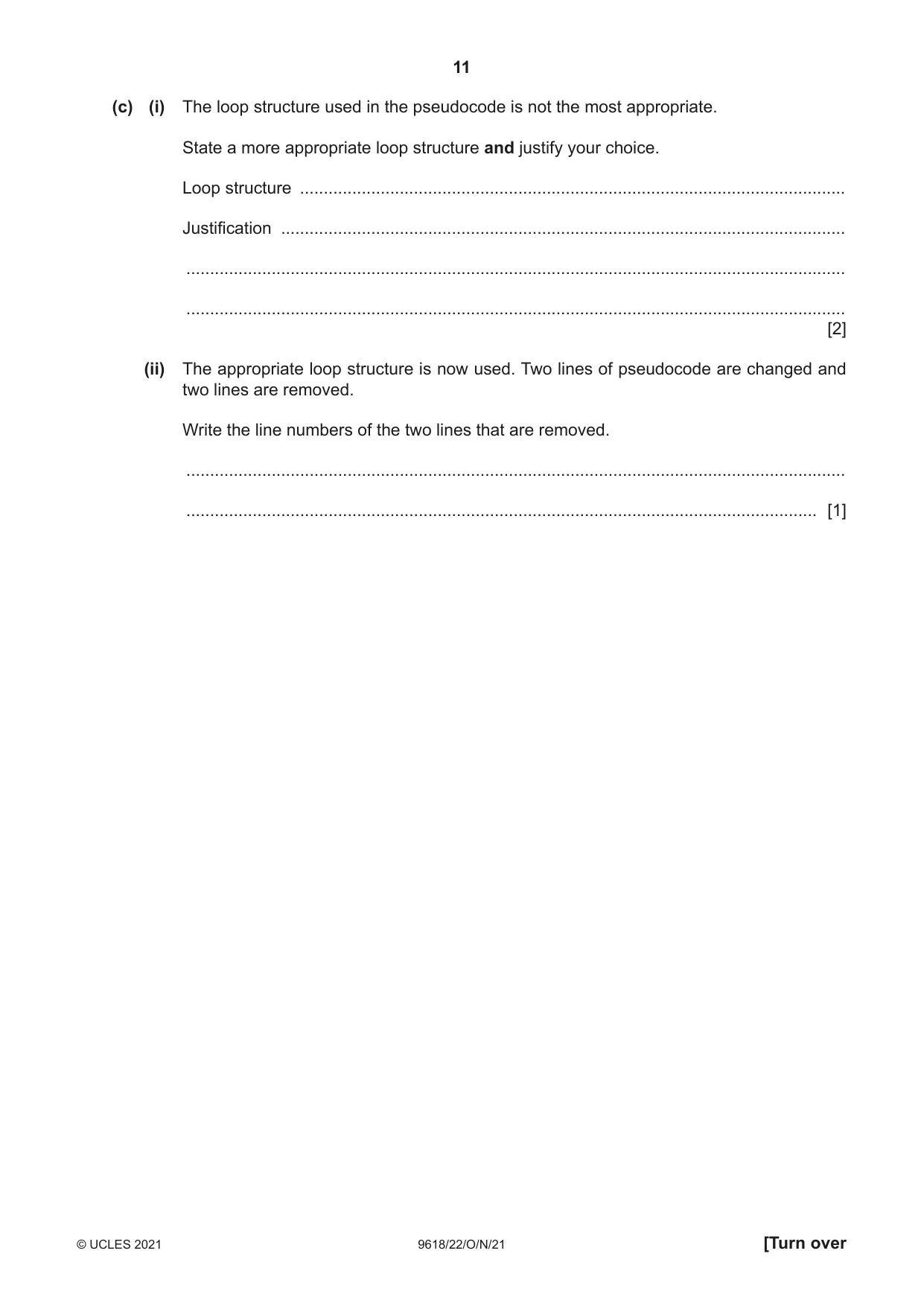 Cambridge A Level Computer Science 9618 2021 Oct/Nov Paper 2 · Variant 2 question paper, page 11 of 20