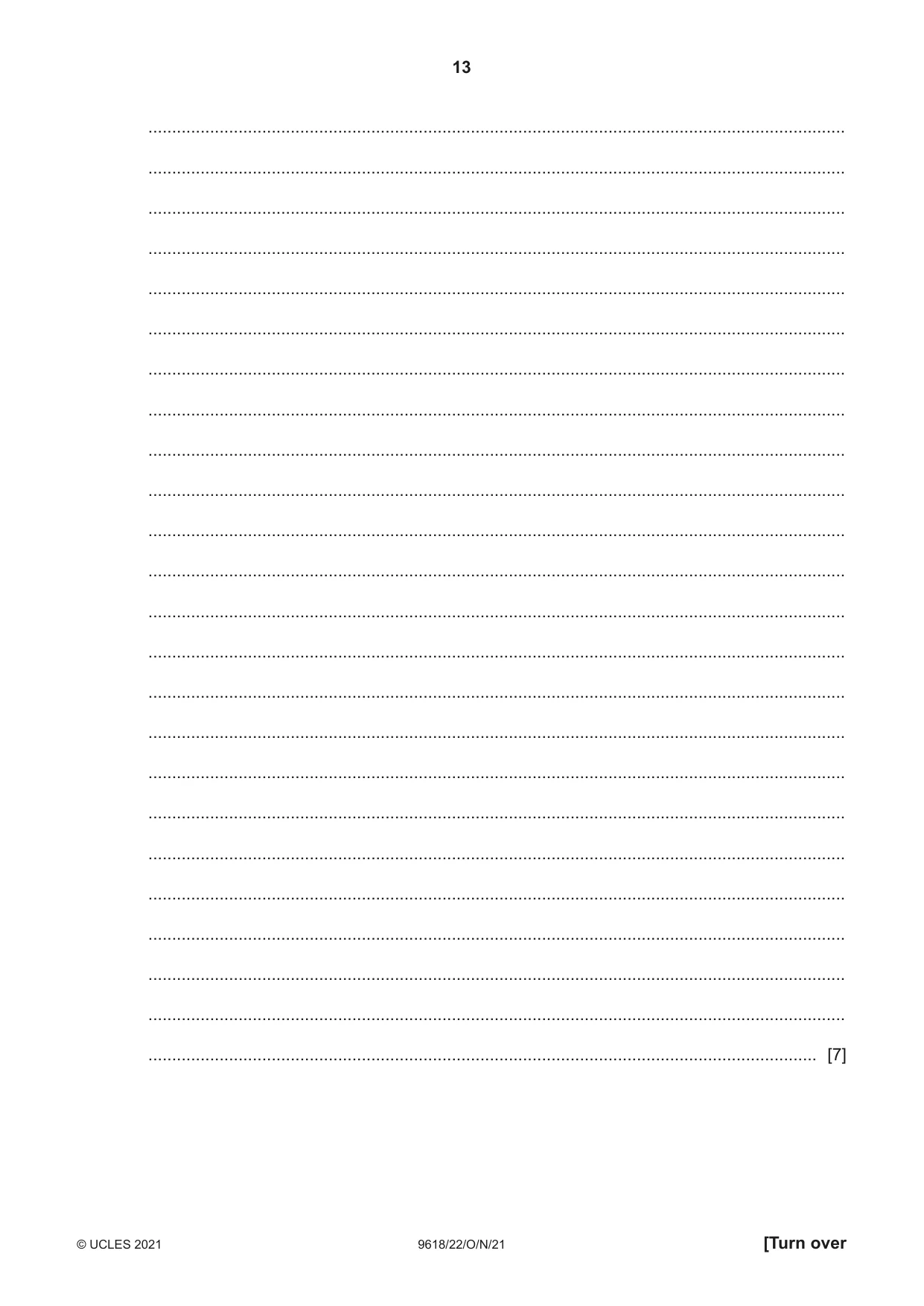 Cambridge A Level Computer Science 9618 2021 Oct/Nov Paper 2 · Variant 2 question paper, page 13 of 20