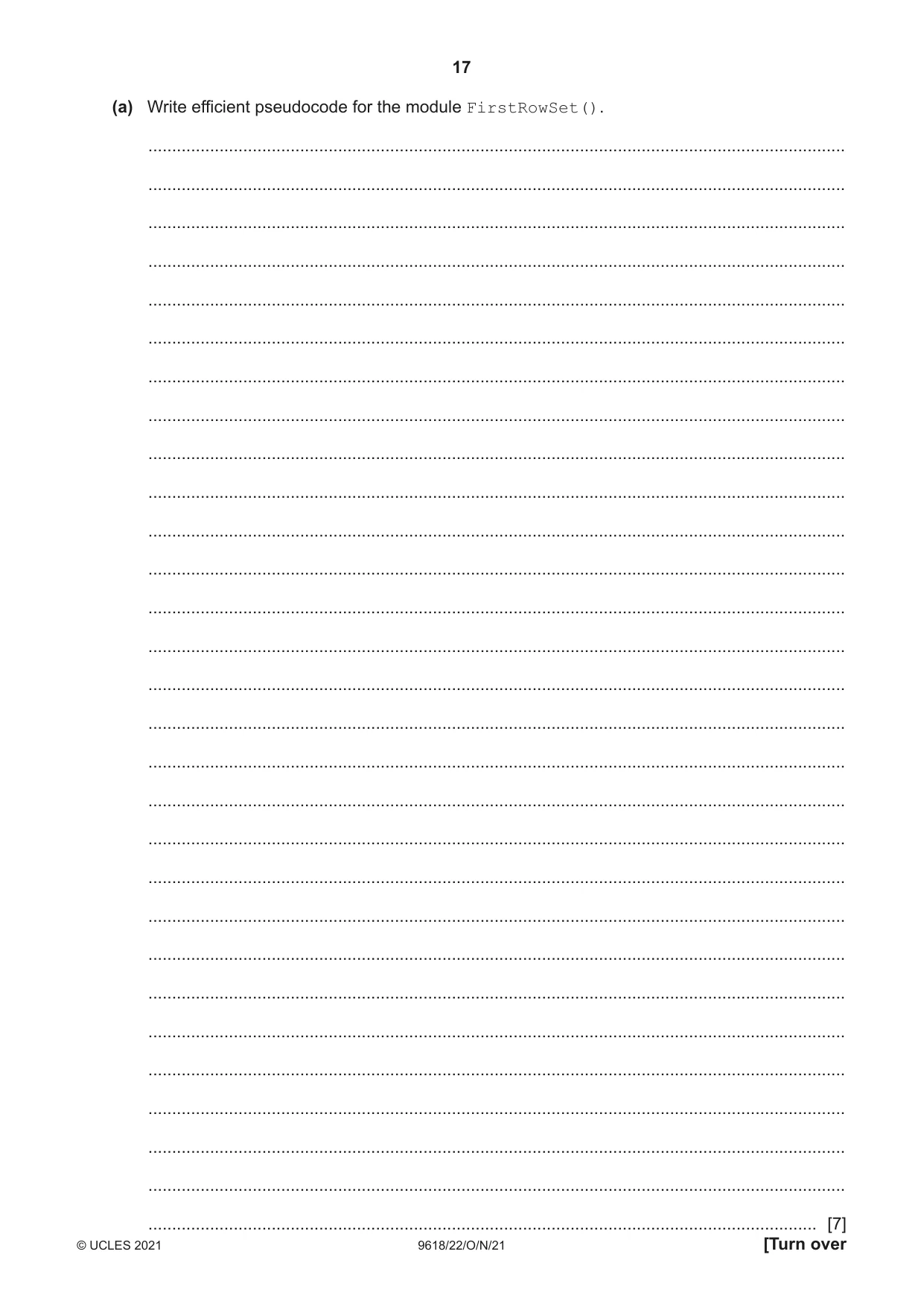 Cambridge A Level Computer Science 9618 2021 Oct/Nov Paper 2 · Variant 2 question paper, page 17 of 20