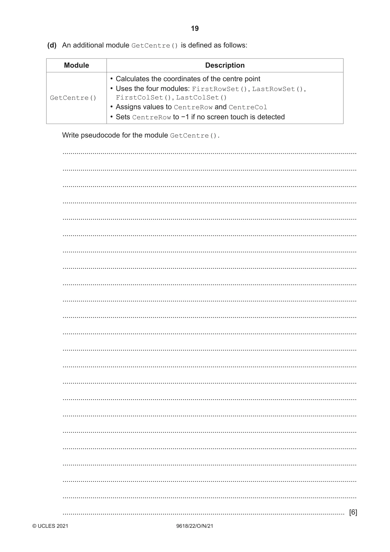 Cambridge A Level Computer Science 9618 2021 Oct/Nov Paper 2 · Variant 2 question paper, page 19 of 20