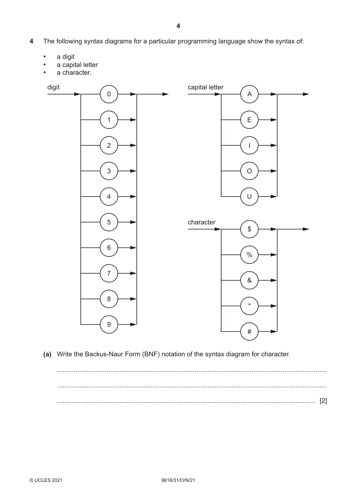 Cambridge A Level Computer Science 9618 2021 Oct/Nov Paper 3 · Variant 1 question paper, page 4 of 16