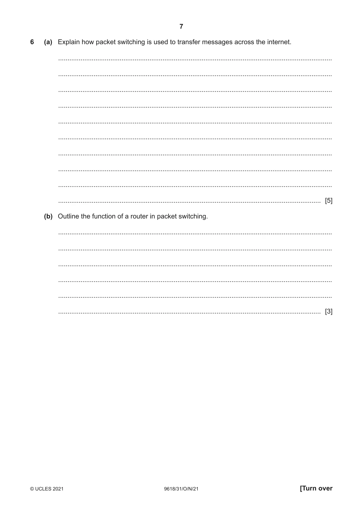 Cambridge A Level Computer Science 9618 2021 Oct/Nov Paper 3 · Variant 1 question paper, page 7 of 16