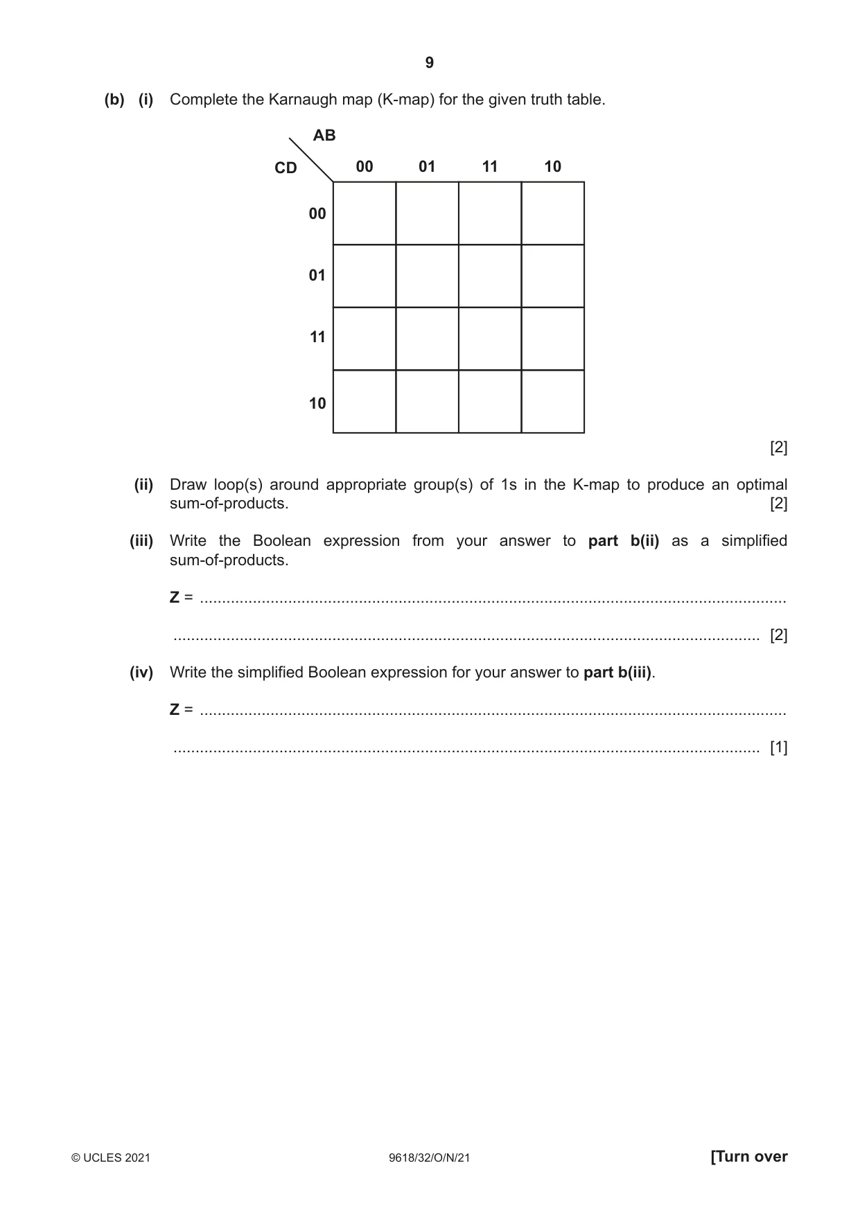 Cambridge A Level Computer Science 9618 2021 Oct/Nov Paper 3 · Variant 2 question paper, page 9 of 16