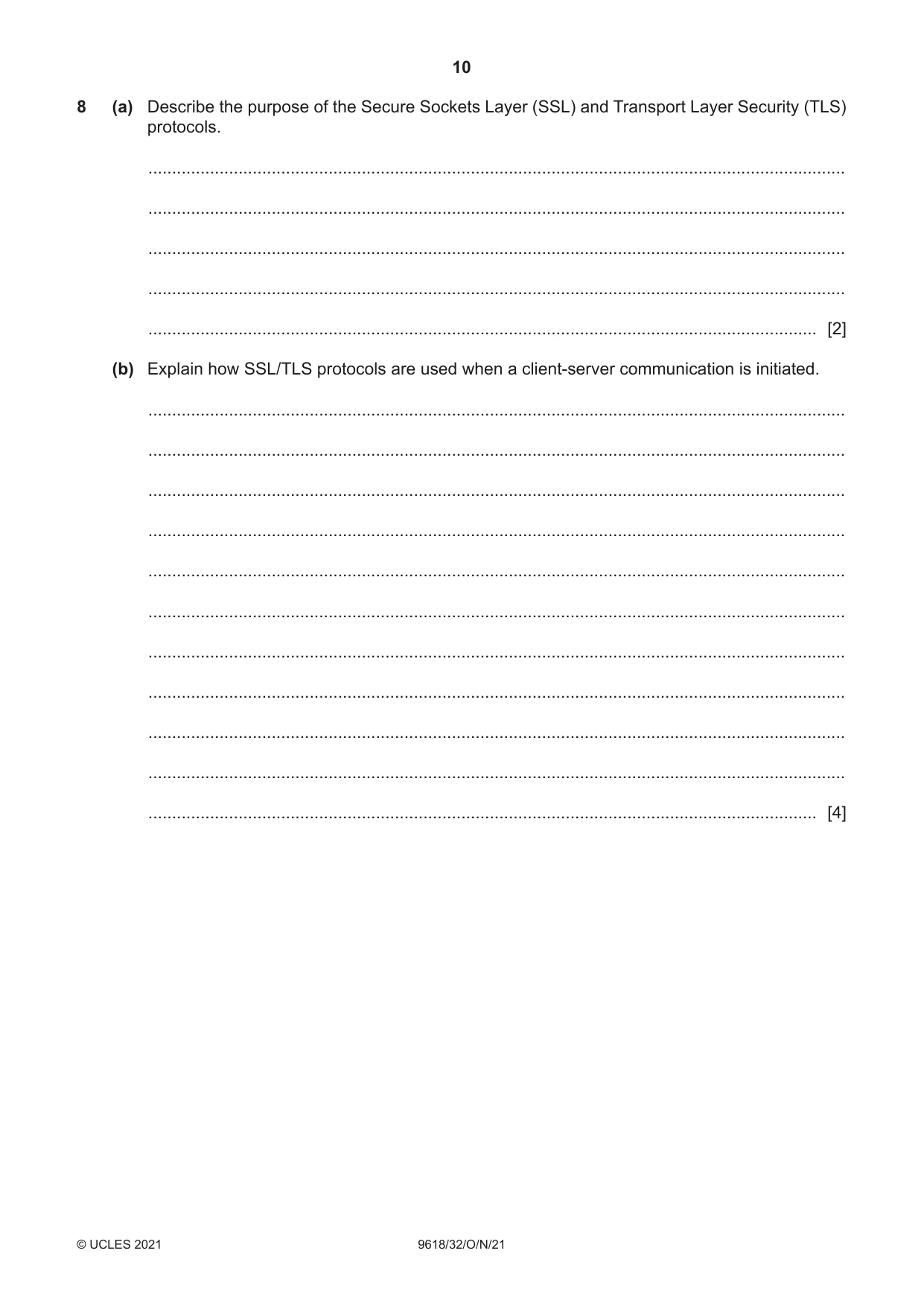 Cambridge A Level Computer Science 9618 2021 Oct/Nov Paper 3 · Variant 2 question paper, page 10 of 16
