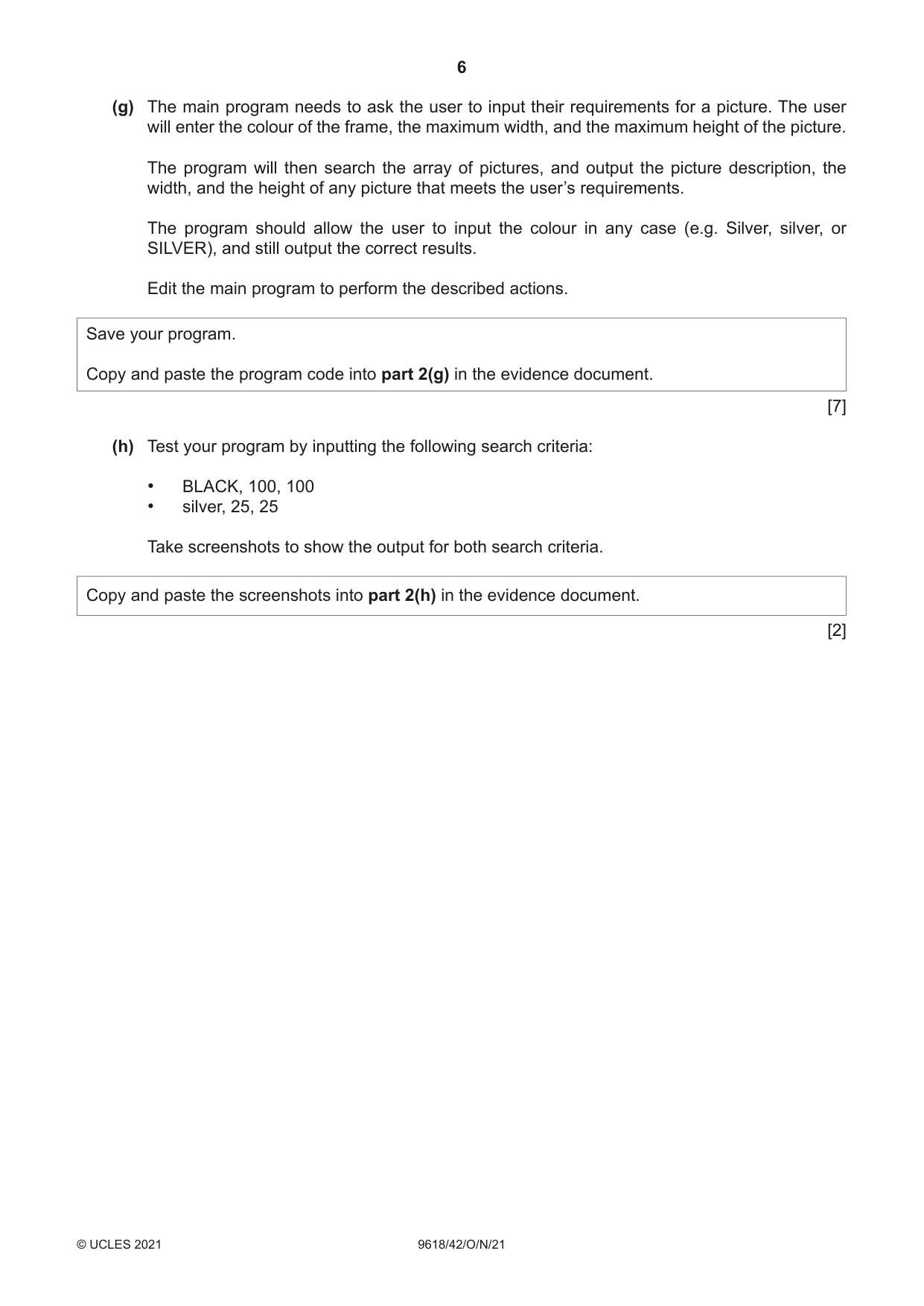 Cambridge A Level Computer Science 9618 2021 Oct/Nov Paper 4 · Variant 2 question paper, page 6 of 12