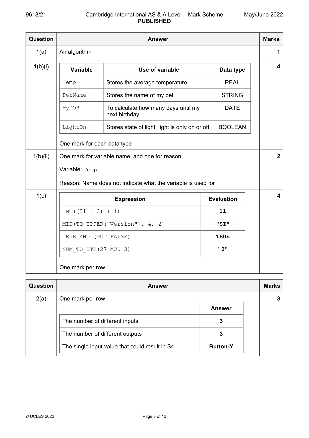 Mark scheme, page 3 of 12