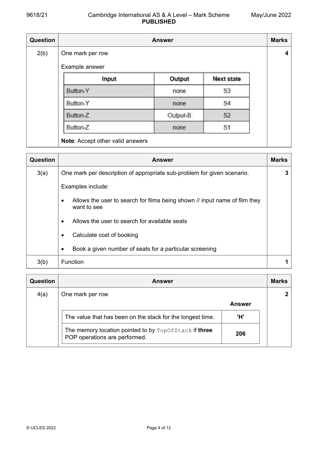 Mark scheme, page 4 of 12
