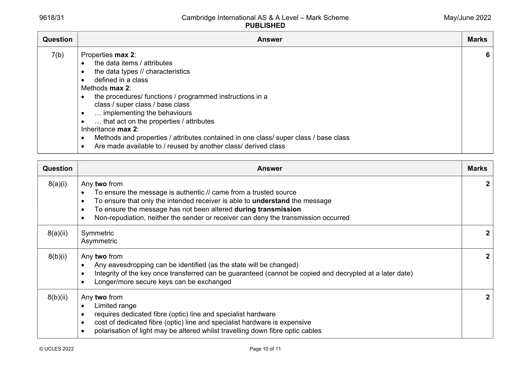 Mark scheme, page 10 of 11