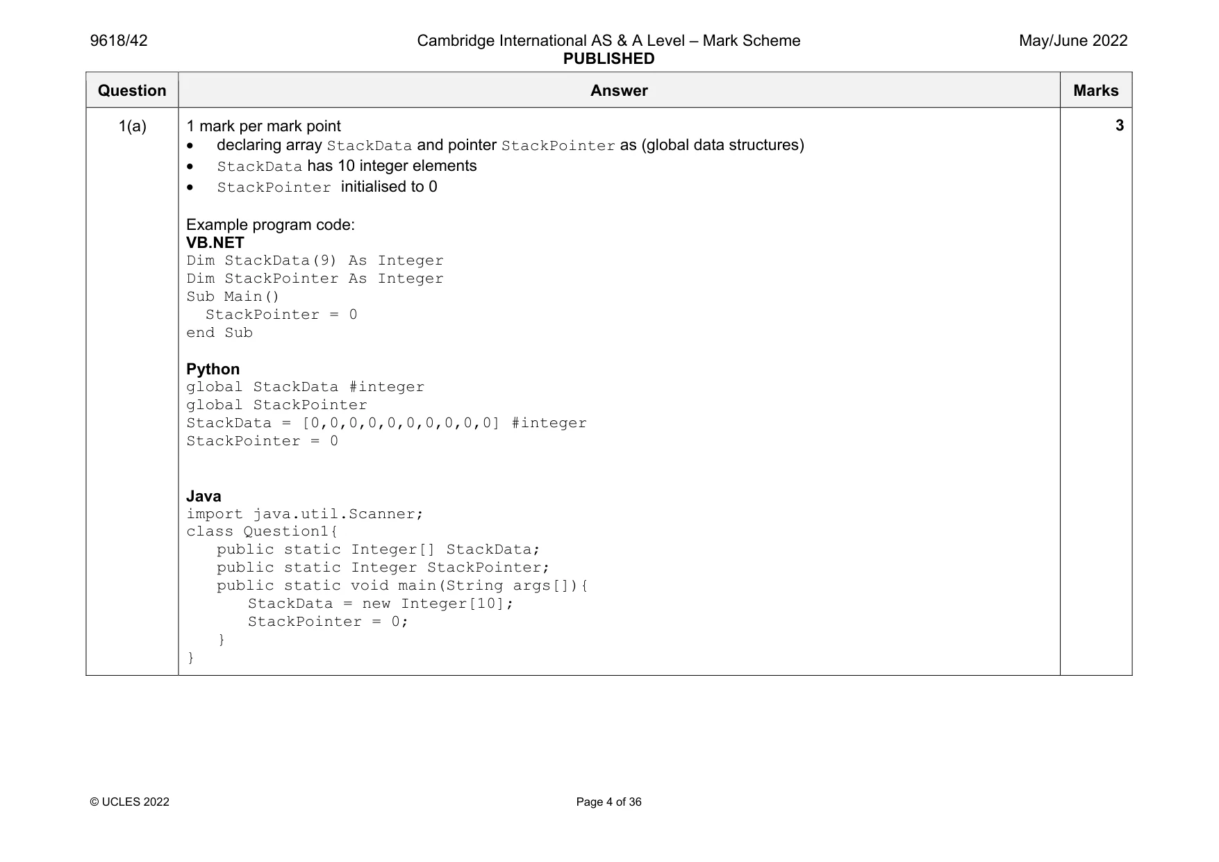 Mark scheme, page 4 of 36