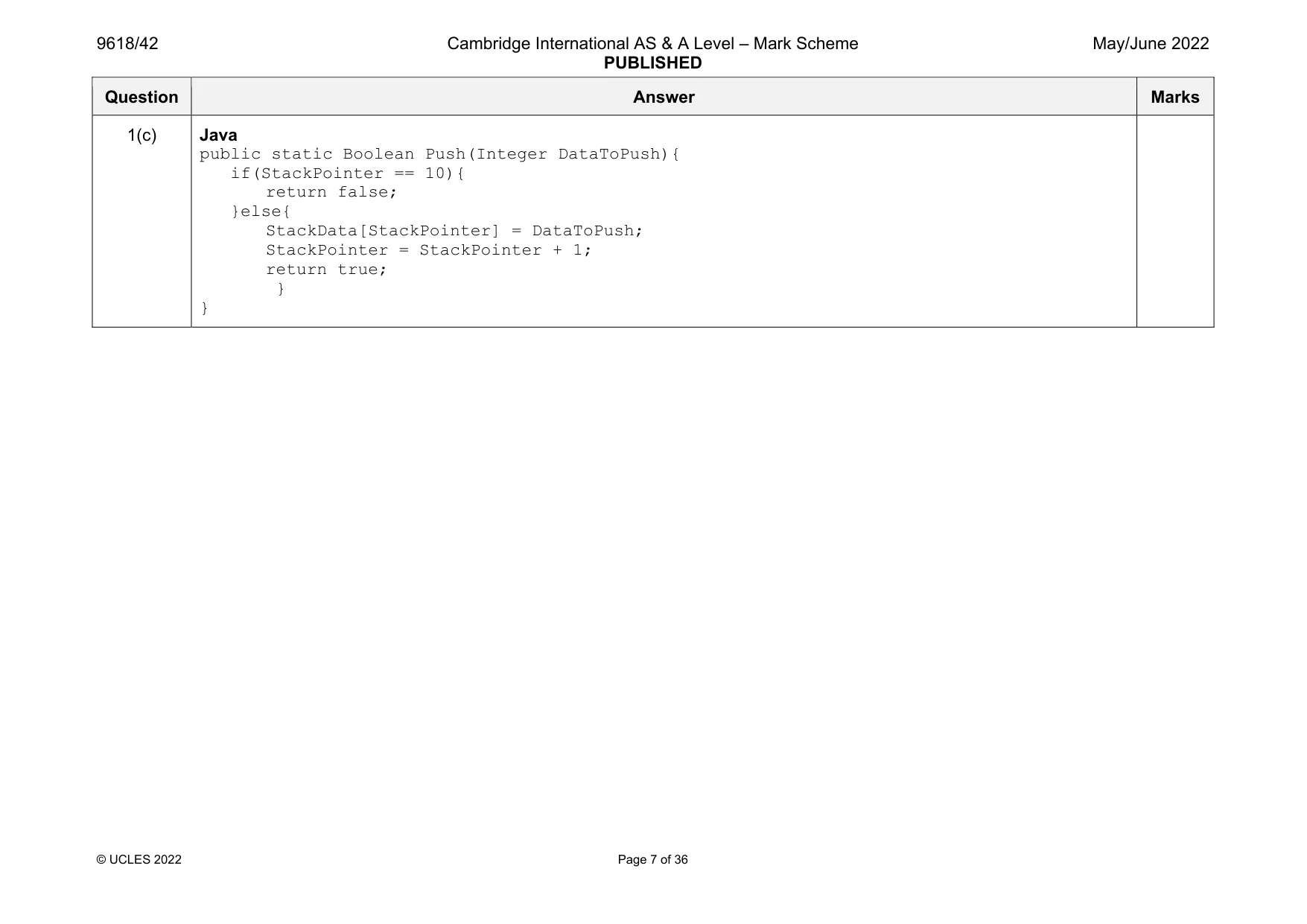 Mark scheme, page 7 of 36