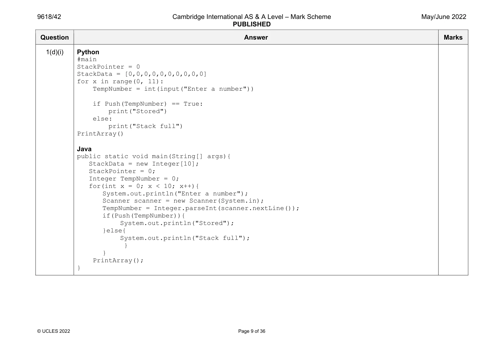 Mark scheme, page 9 of 36