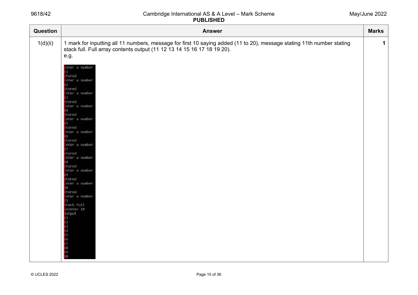 Mark scheme, page 10 of 36