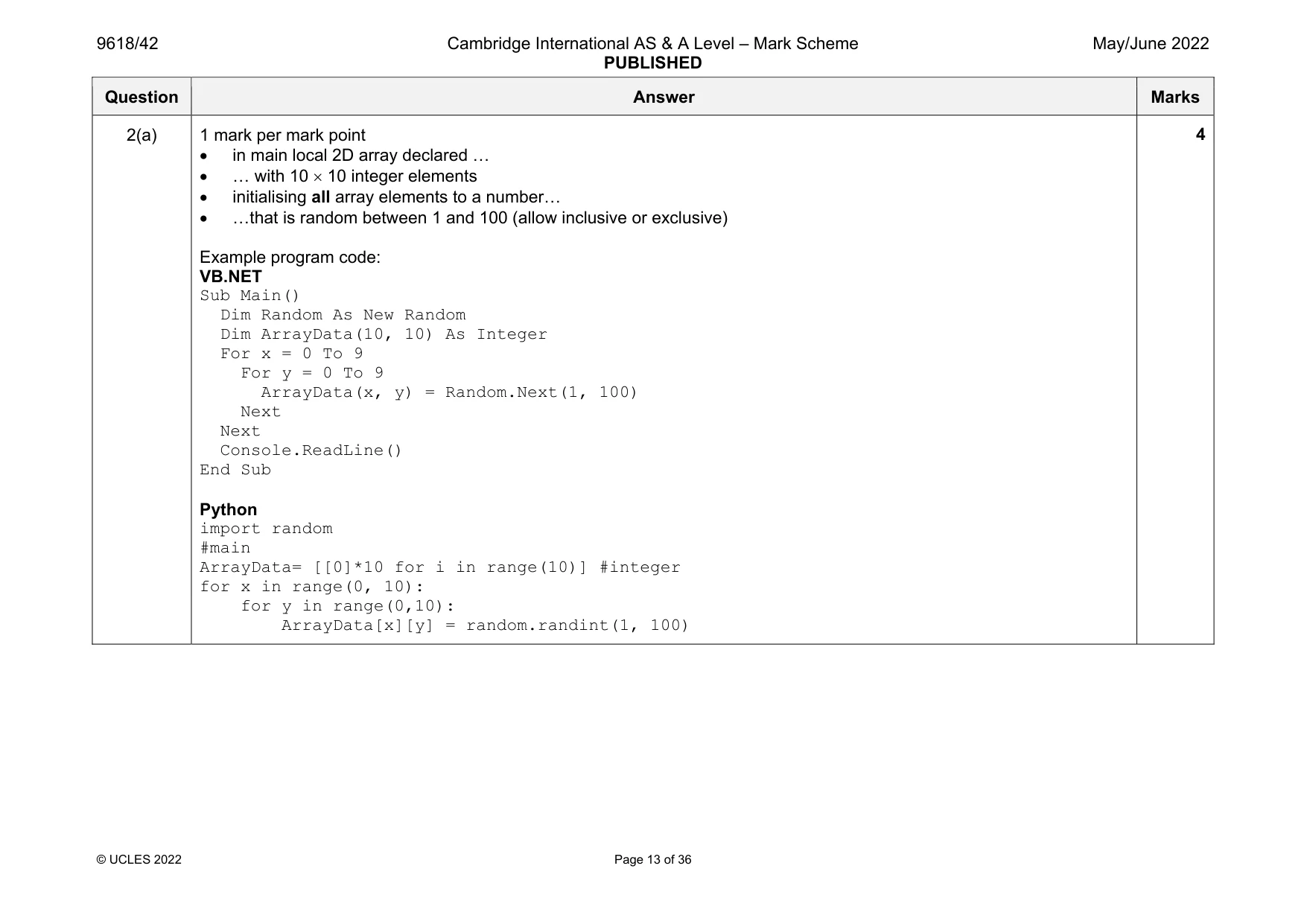 Mark scheme, page 13 of 36