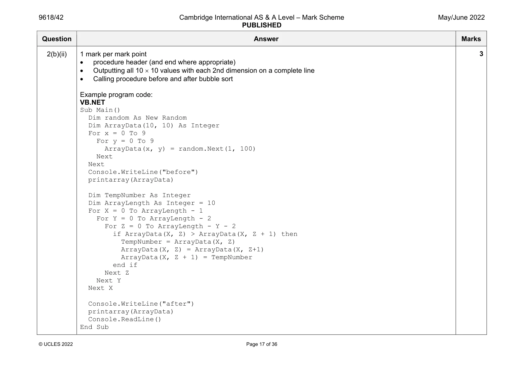 Mark scheme, page 17 of 36