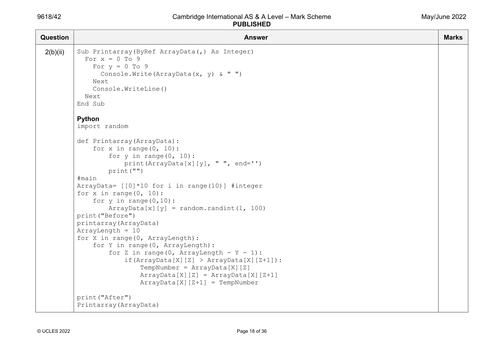 Mark scheme, page 18 of 36