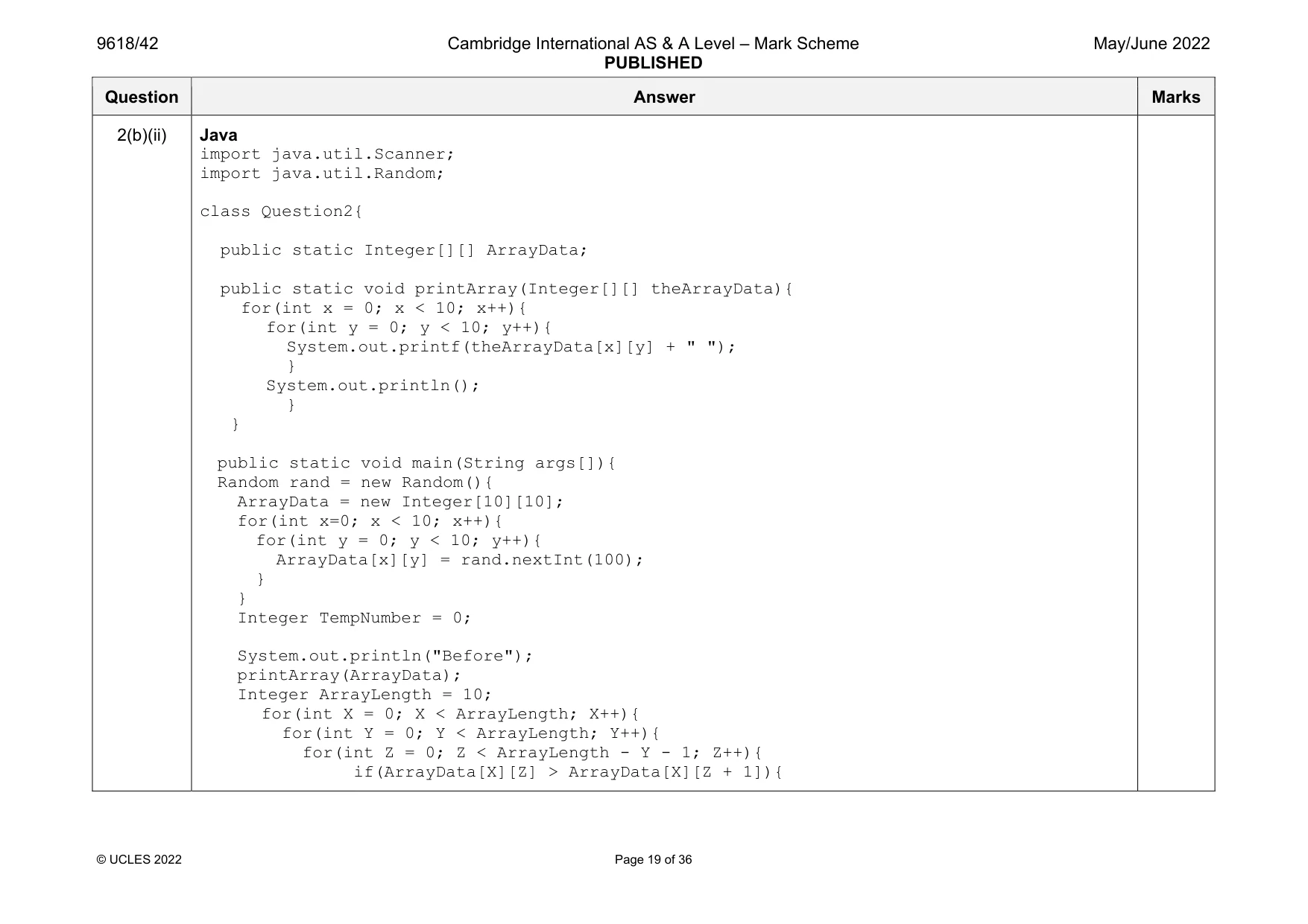 Mark scheme, page 19 of 36
