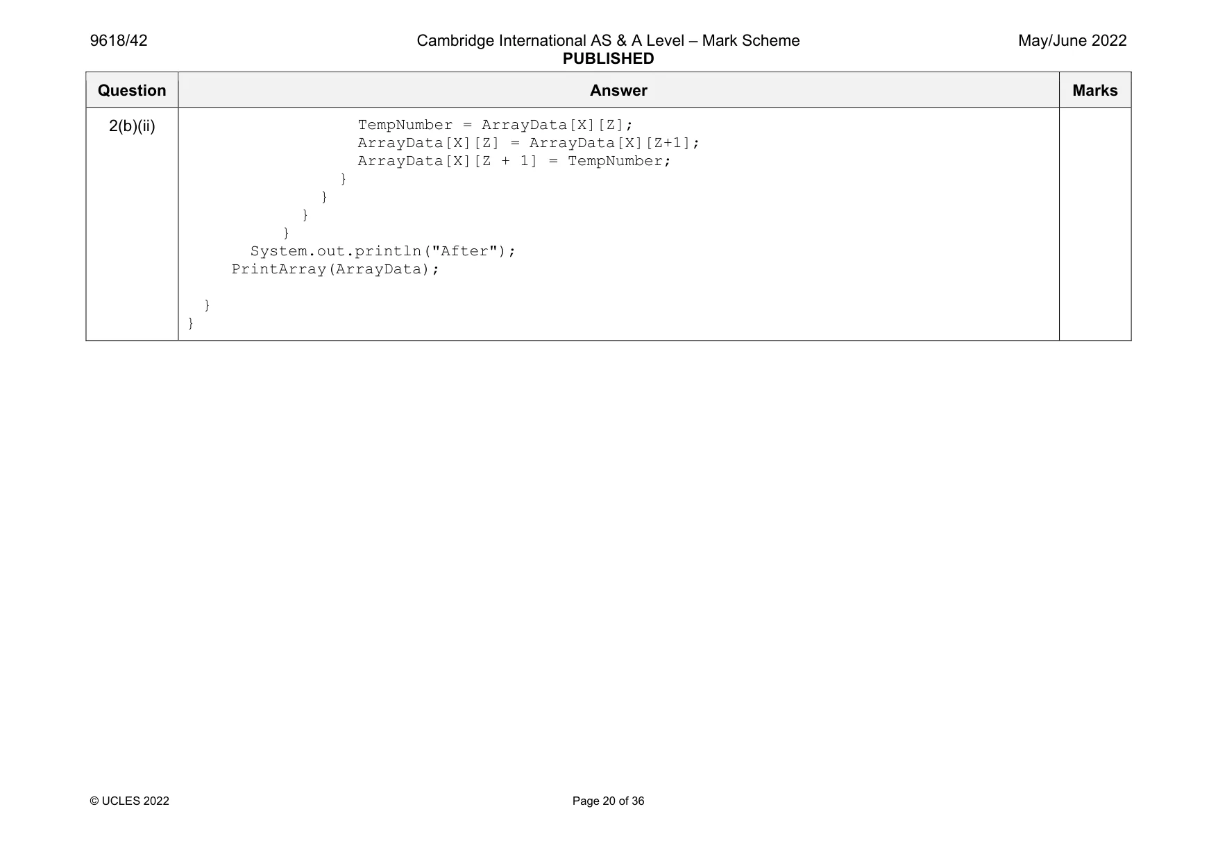 Mark scheme, page 20 of 36