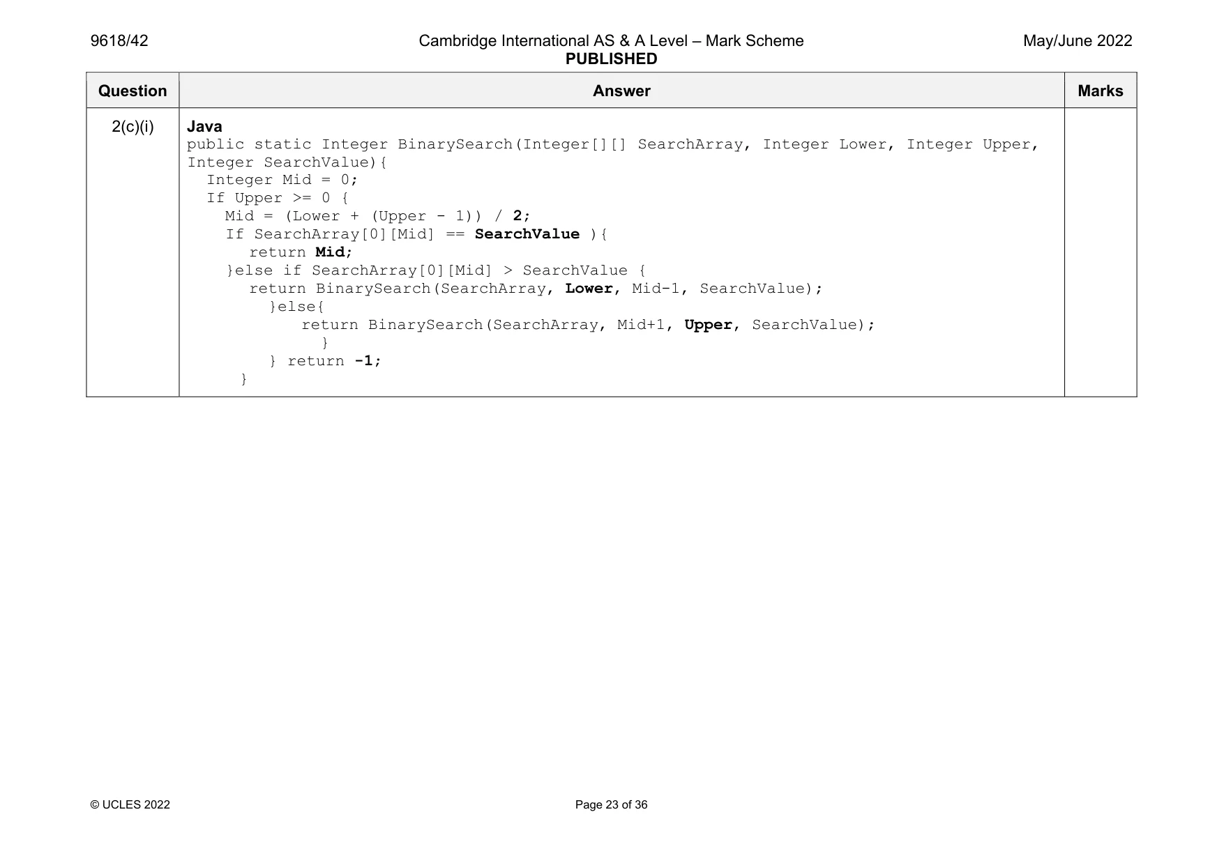 Mark scheme, page 23 of 36