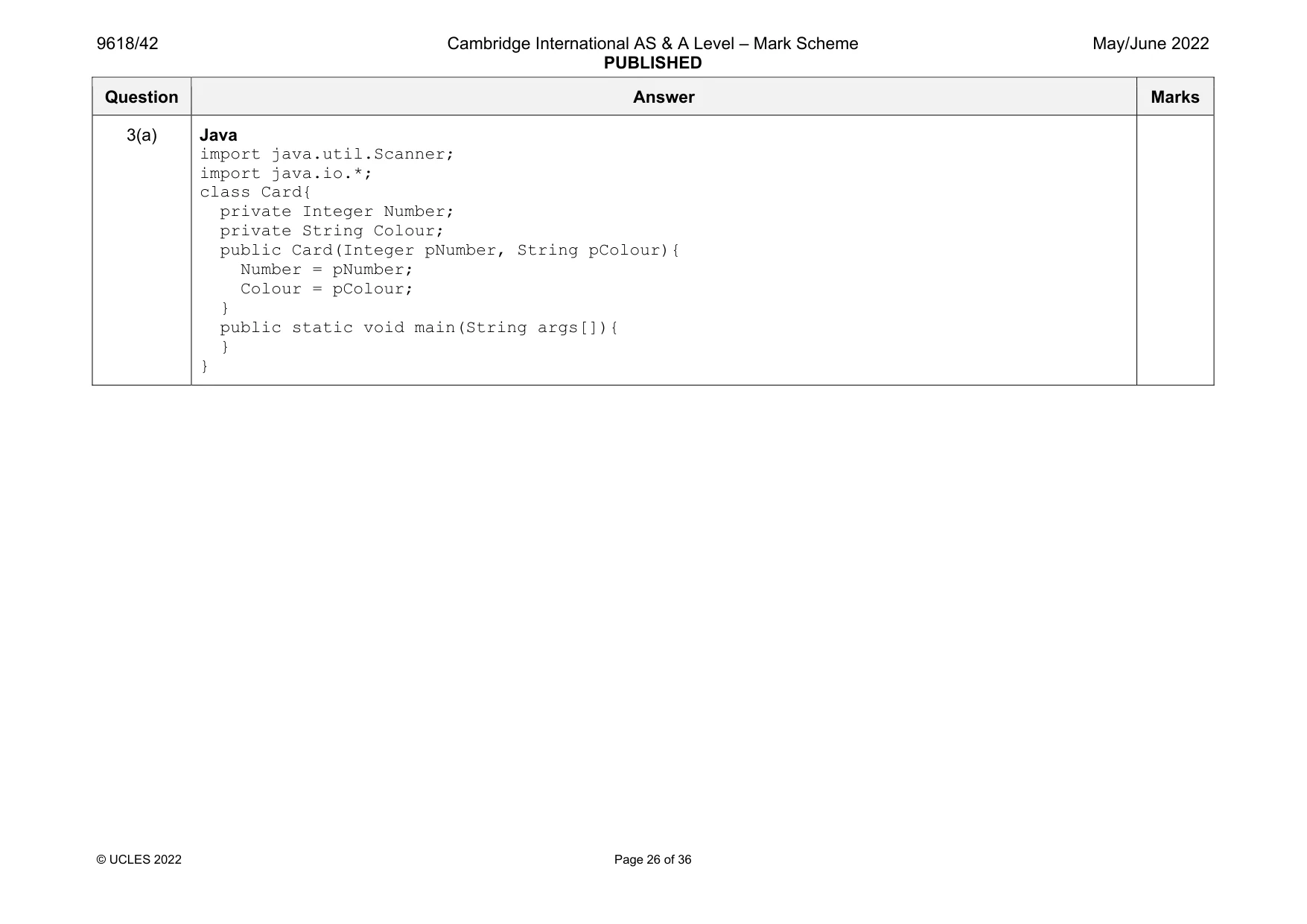 Mark scheme, page 26 of 36